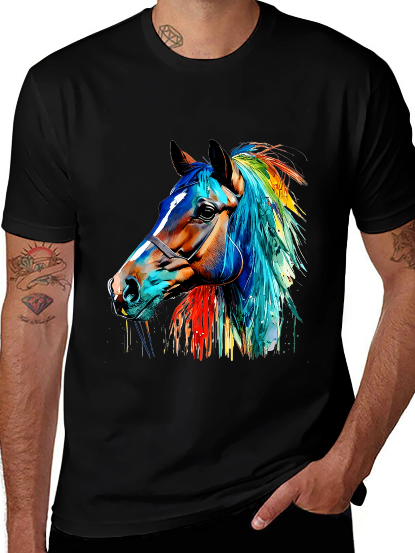 Variant 29 of Vibrant Horse Graphic Tee - Artistic Animal Lover Shirt