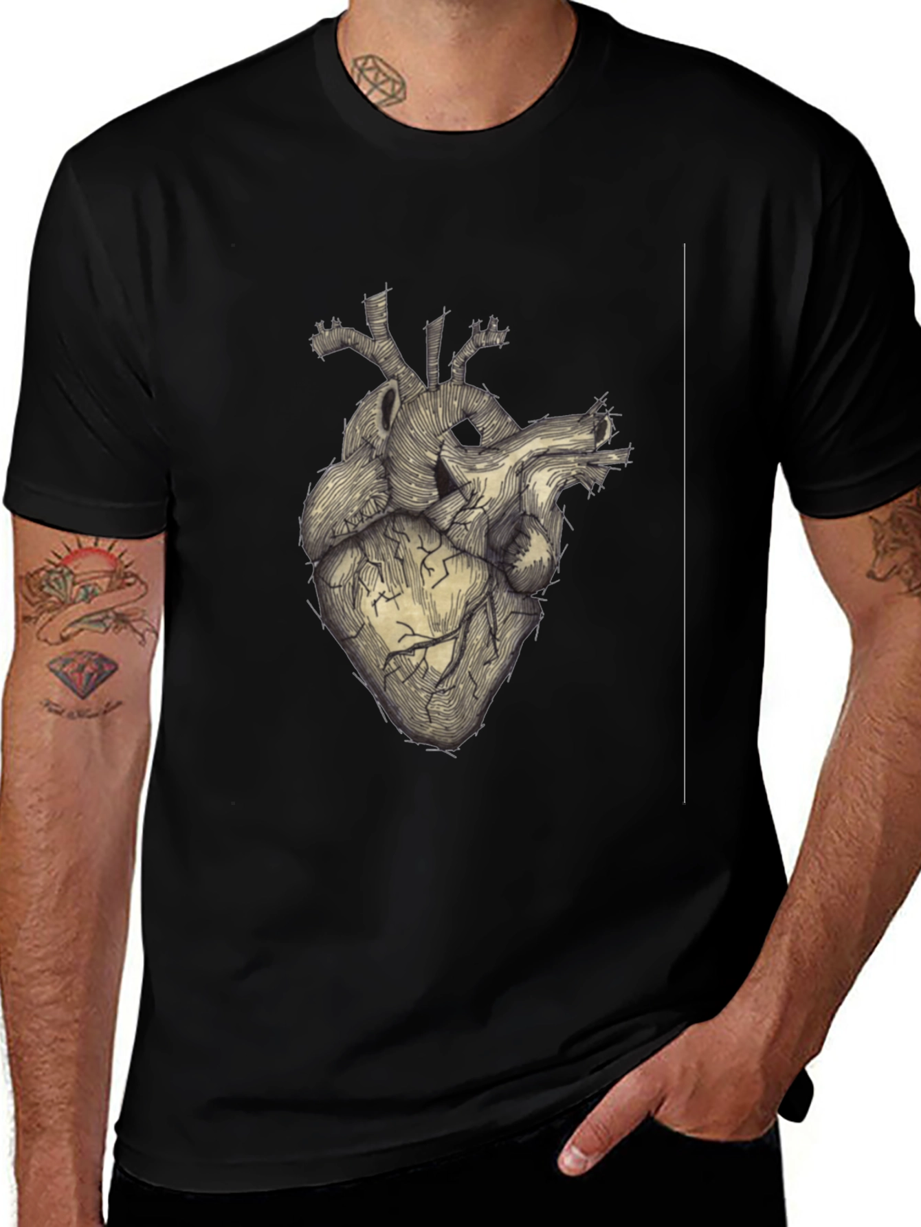 Variant 4 of Anatomical Heart Graphic Tee - Unique Design