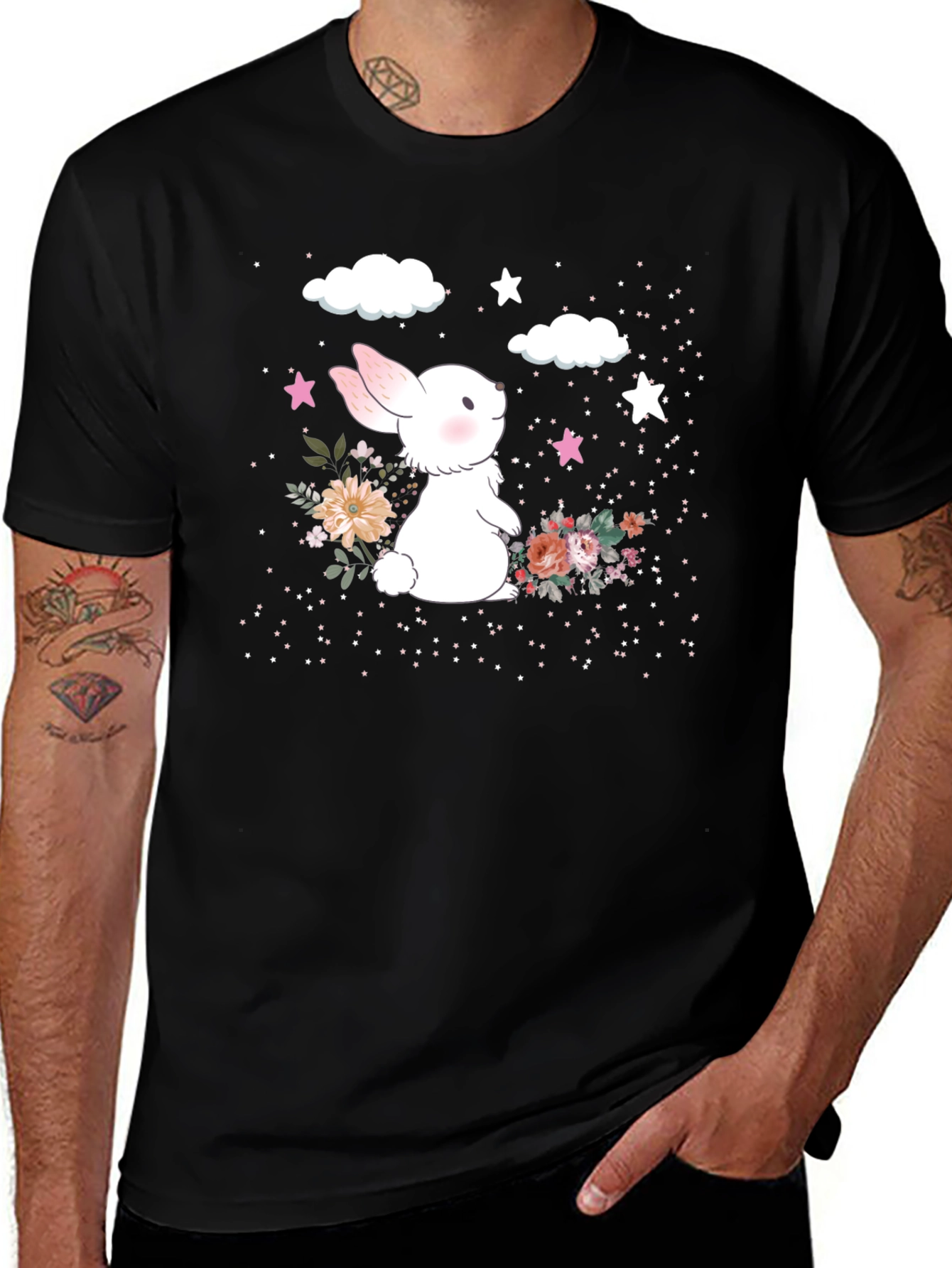 Variant 21 of Cute Bunny Floral Graphic T-Shirt