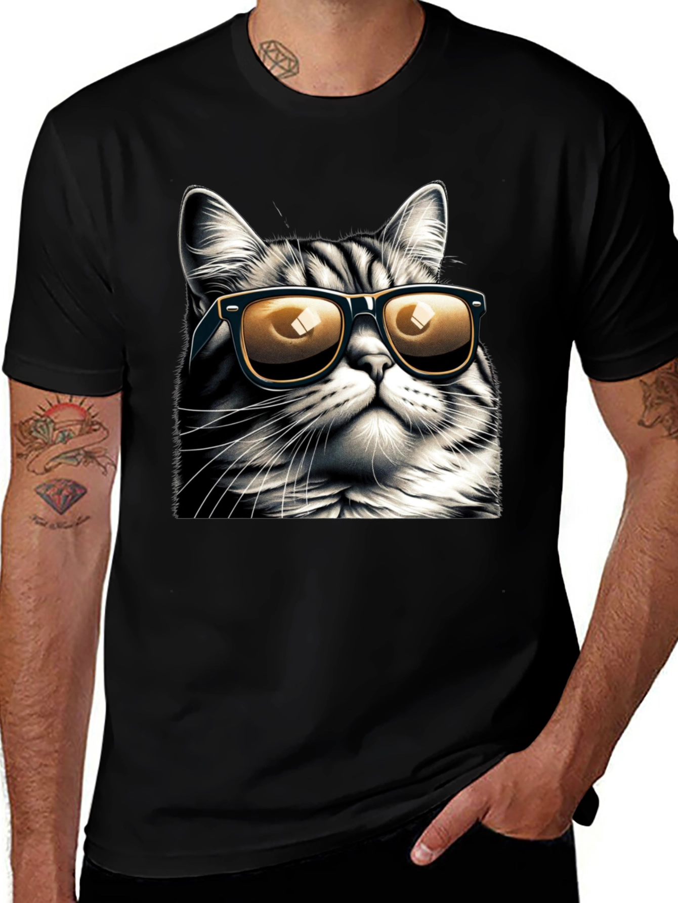 Variant 4 of Cool Cat Tee: Sunglasses Style