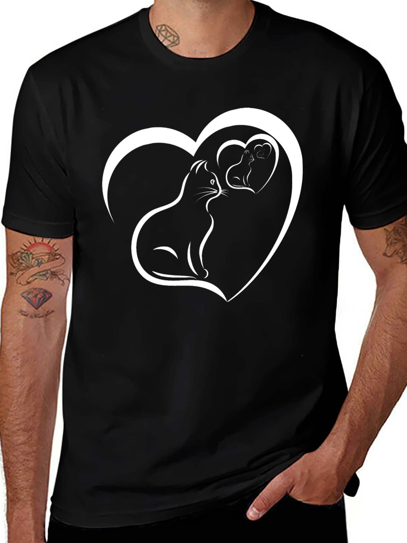 Variant 2 of Cat Lover T-Shirt: Heart Design