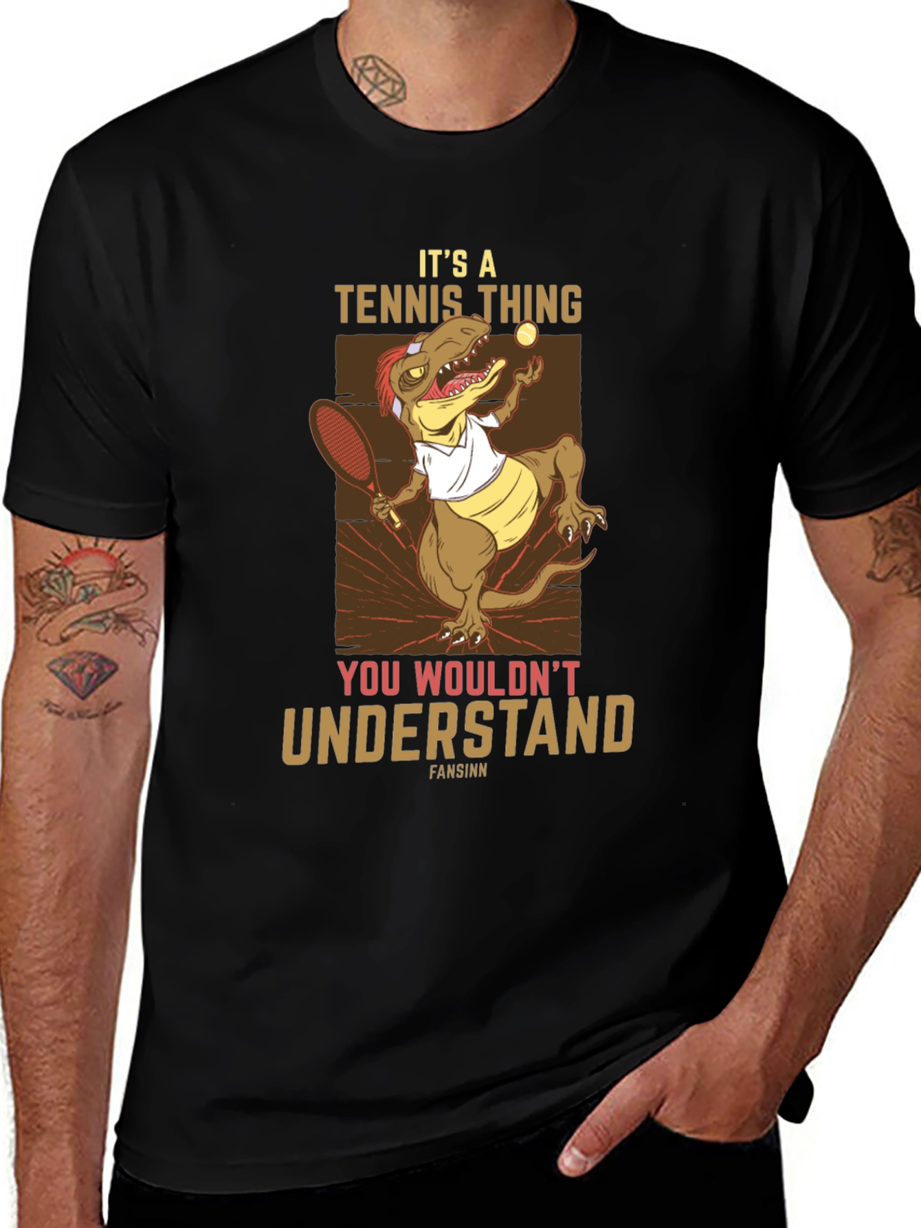 Variant 6 of Funny Tennis Dinosaur Graphic T-Shirt