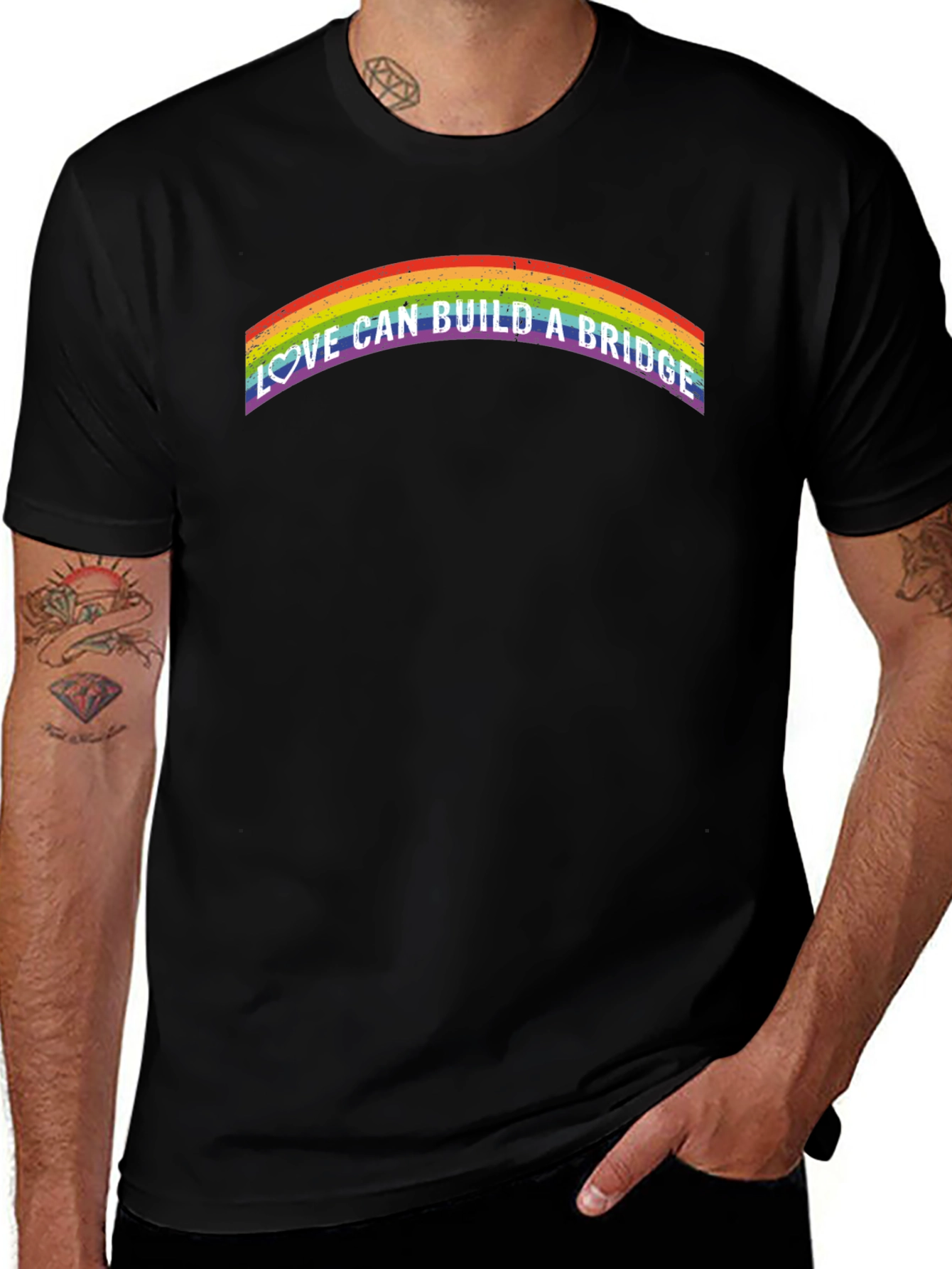 Variant 22 of Love Can Build a Bridge Rainbow T-Shirt