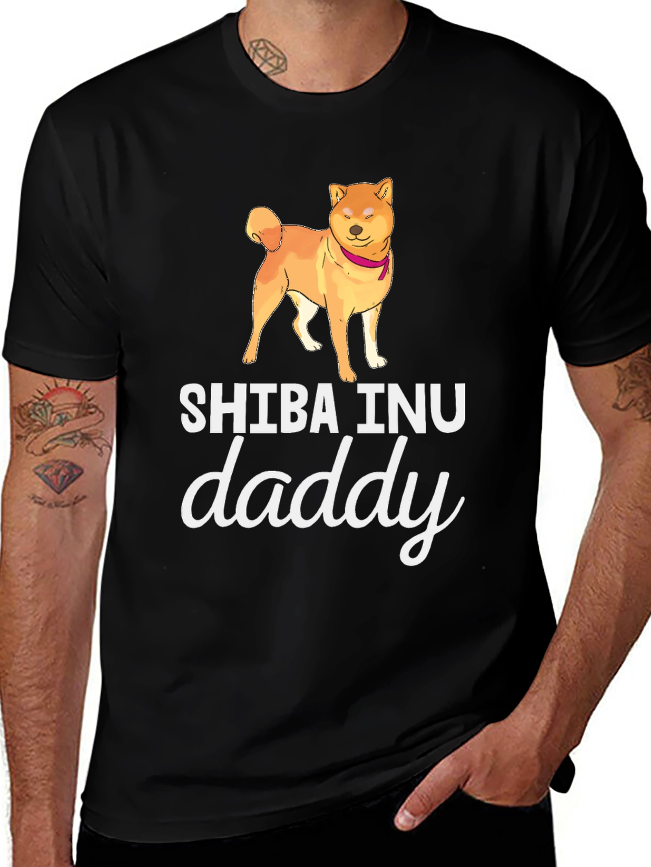 Shiba Inu Daddy Black Graphic Tee