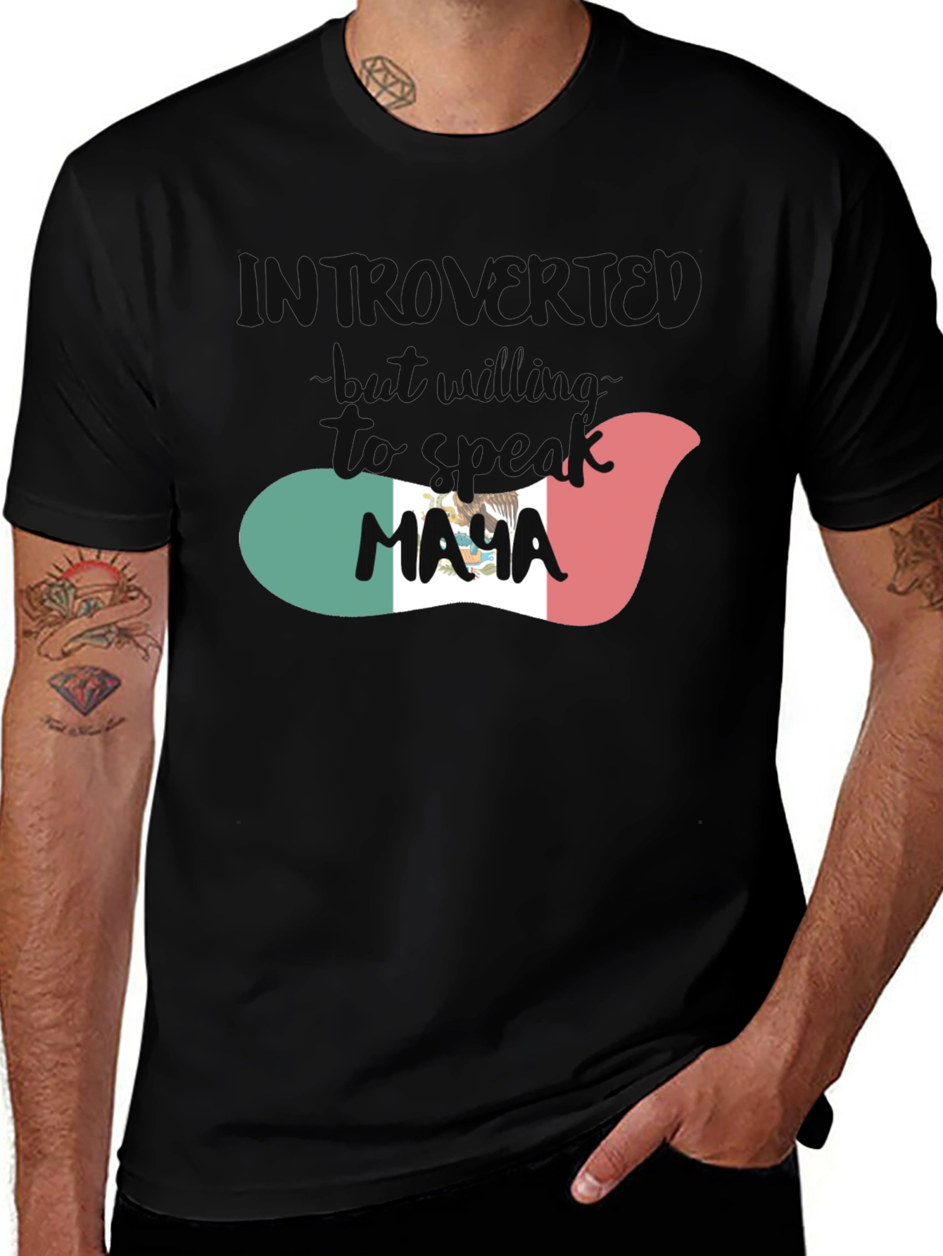 Introvert Maya Mexican Flag Graphic T-Shirt