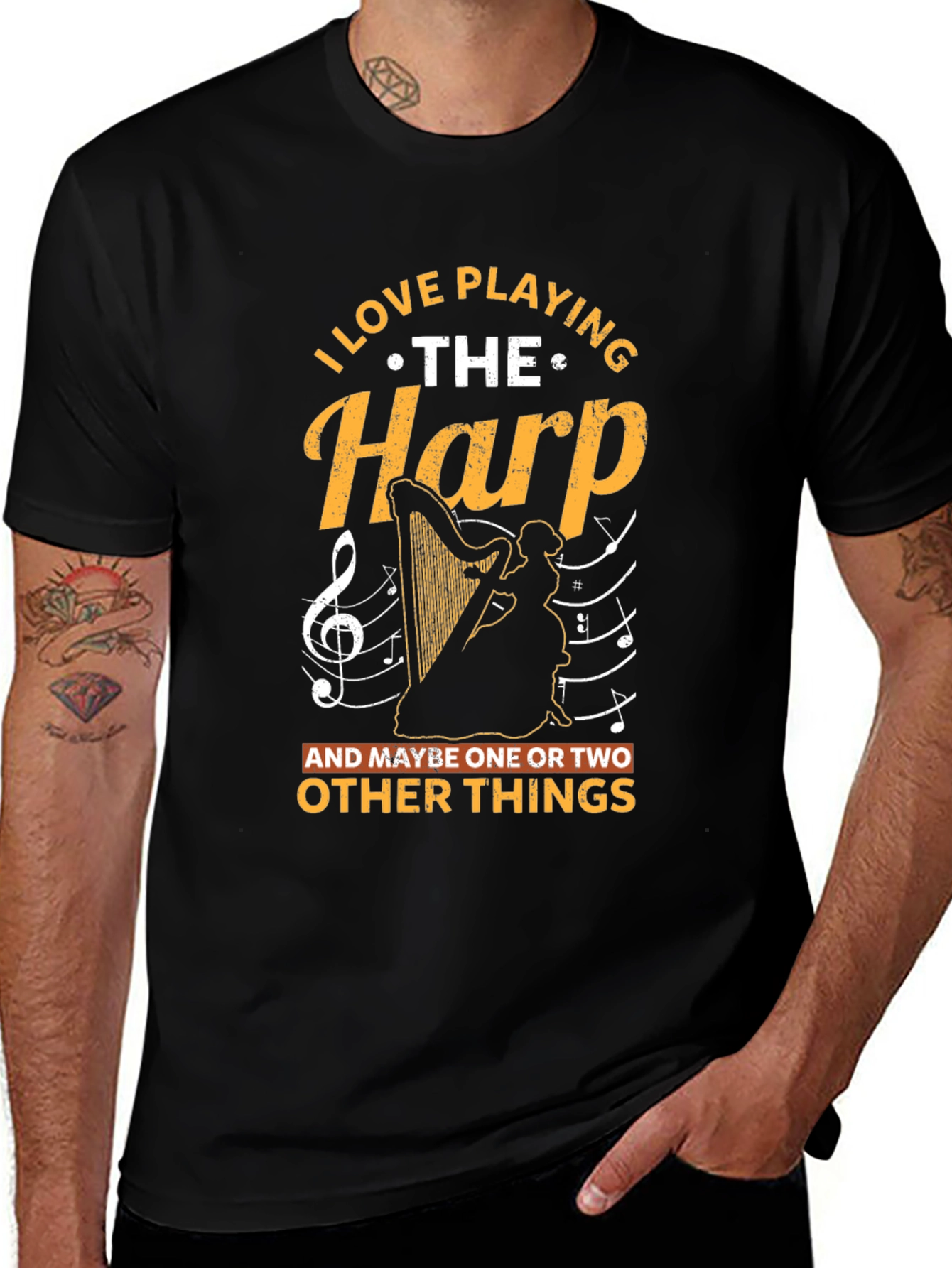 Variant 16 of I Love Playing The Harp Black T-Shirt