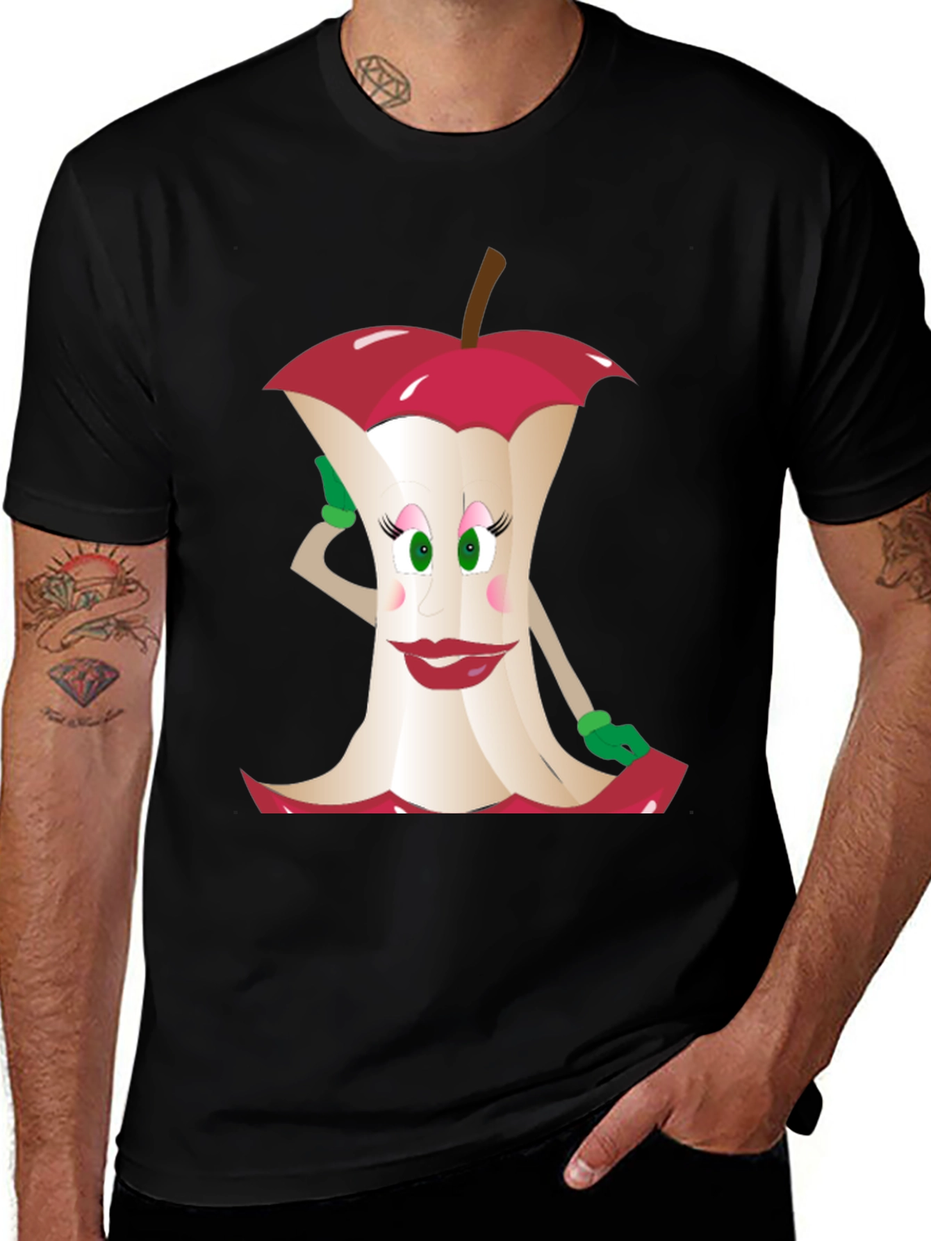 Variant 20 of Funny Apple Core Cartoon Graphic T-Shirt