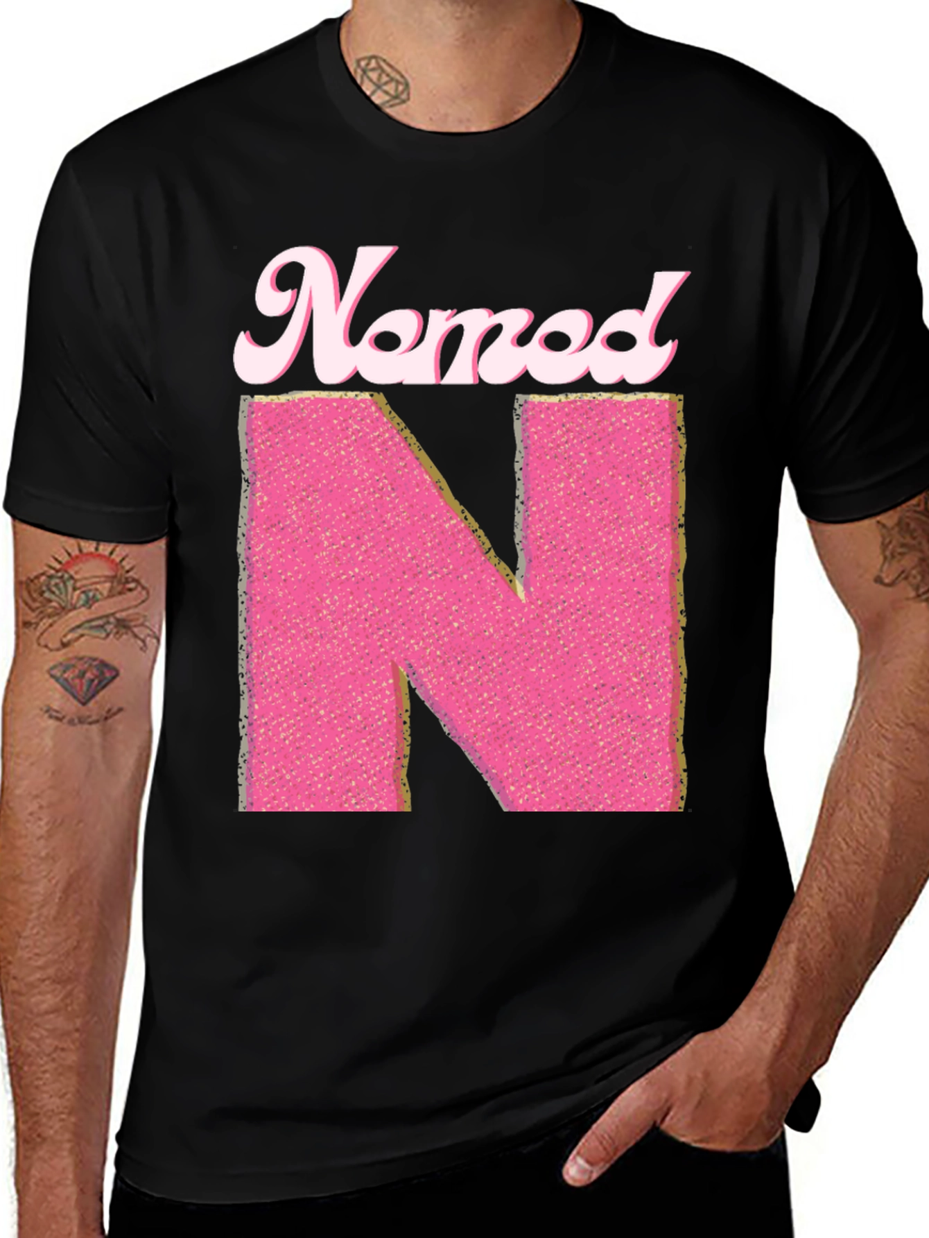 Variant 4 of Named N Initial Pink Letter T-Shirt