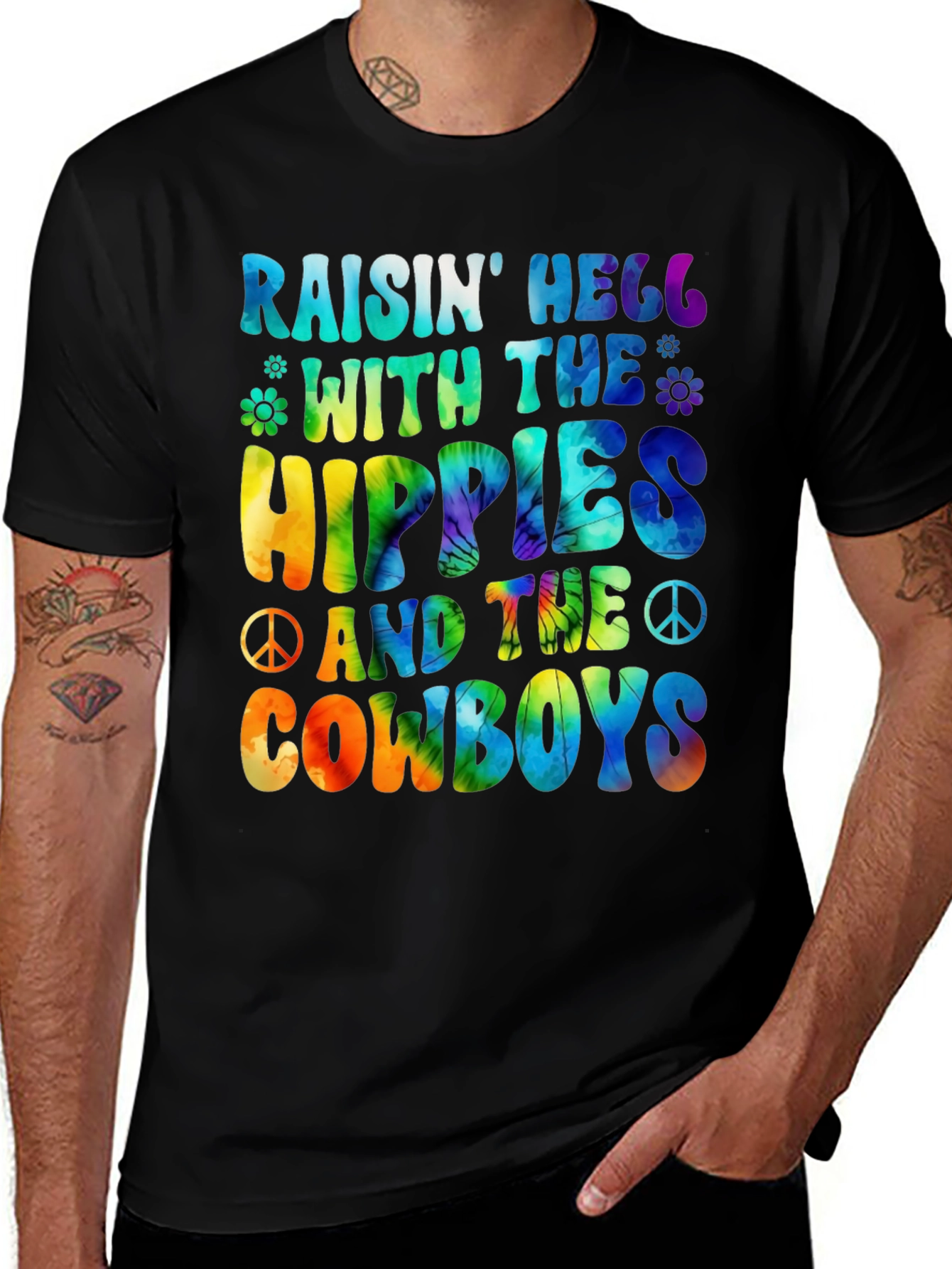 Variant 27 of Raisin' Hell With The Hippies And Cowboys Tie Dye T-Shirt