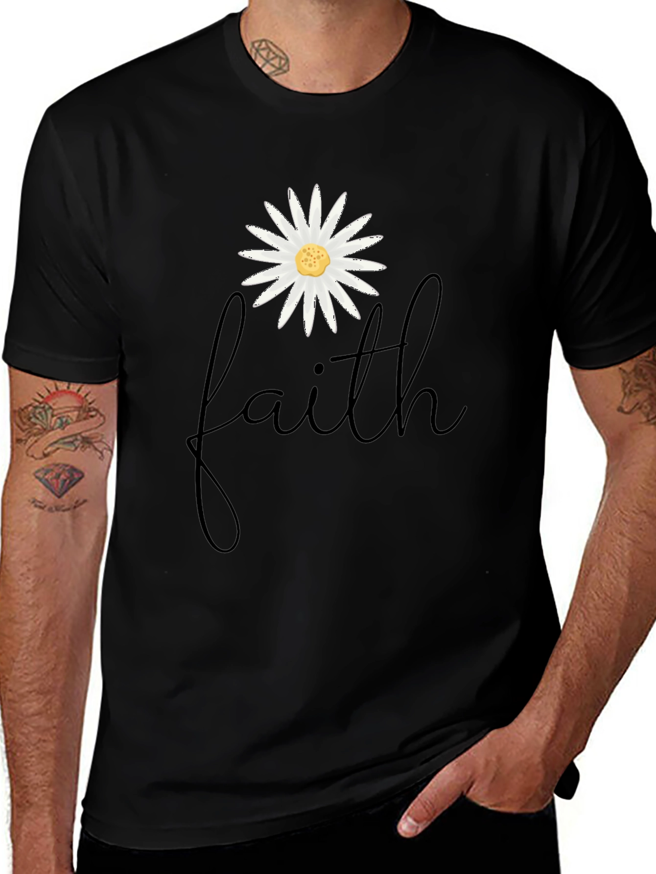 Variant 26 of Faith Daisy Graphic Black T-Shirt