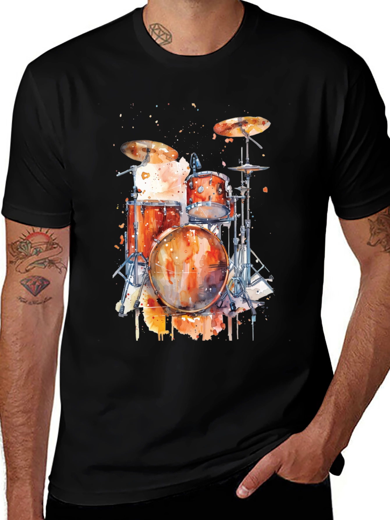 Variant 16 of Drum Set Watercolor Graphic Tee