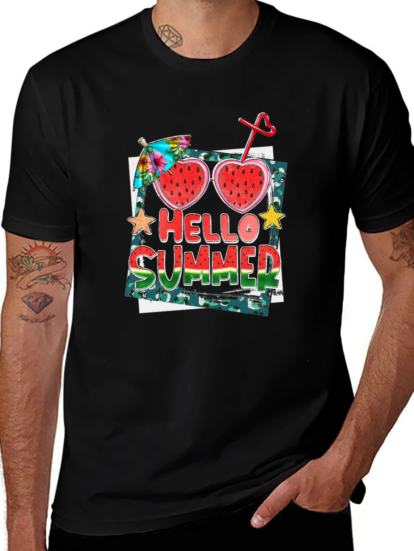 Variant 10 of Hello Summer Watermelon Graphic T-Shirt