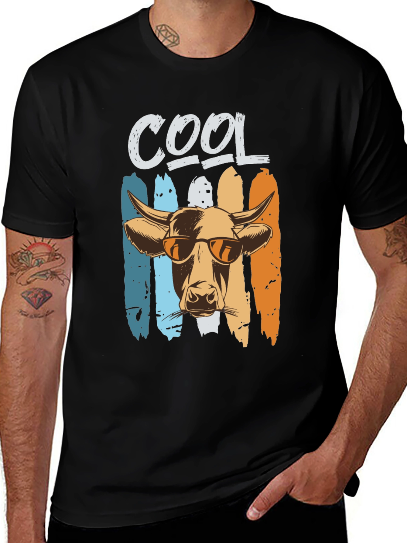 Variant 14 of Cool Cow Graphic Tee - Unisex Black T-Shirt