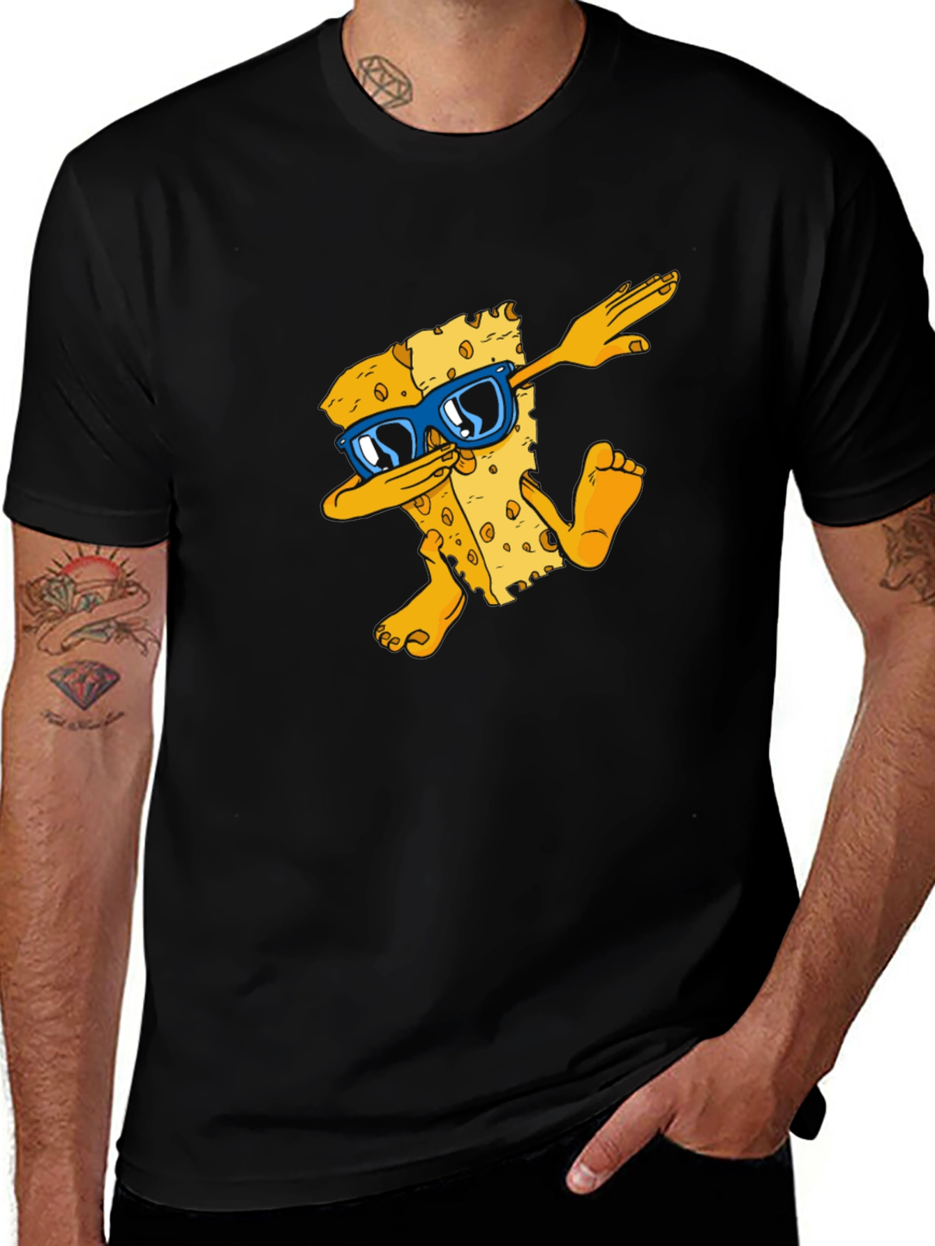 Variant 14 of Dabbing Cheese Graphic Tee - Cool Funky T-Shirt
