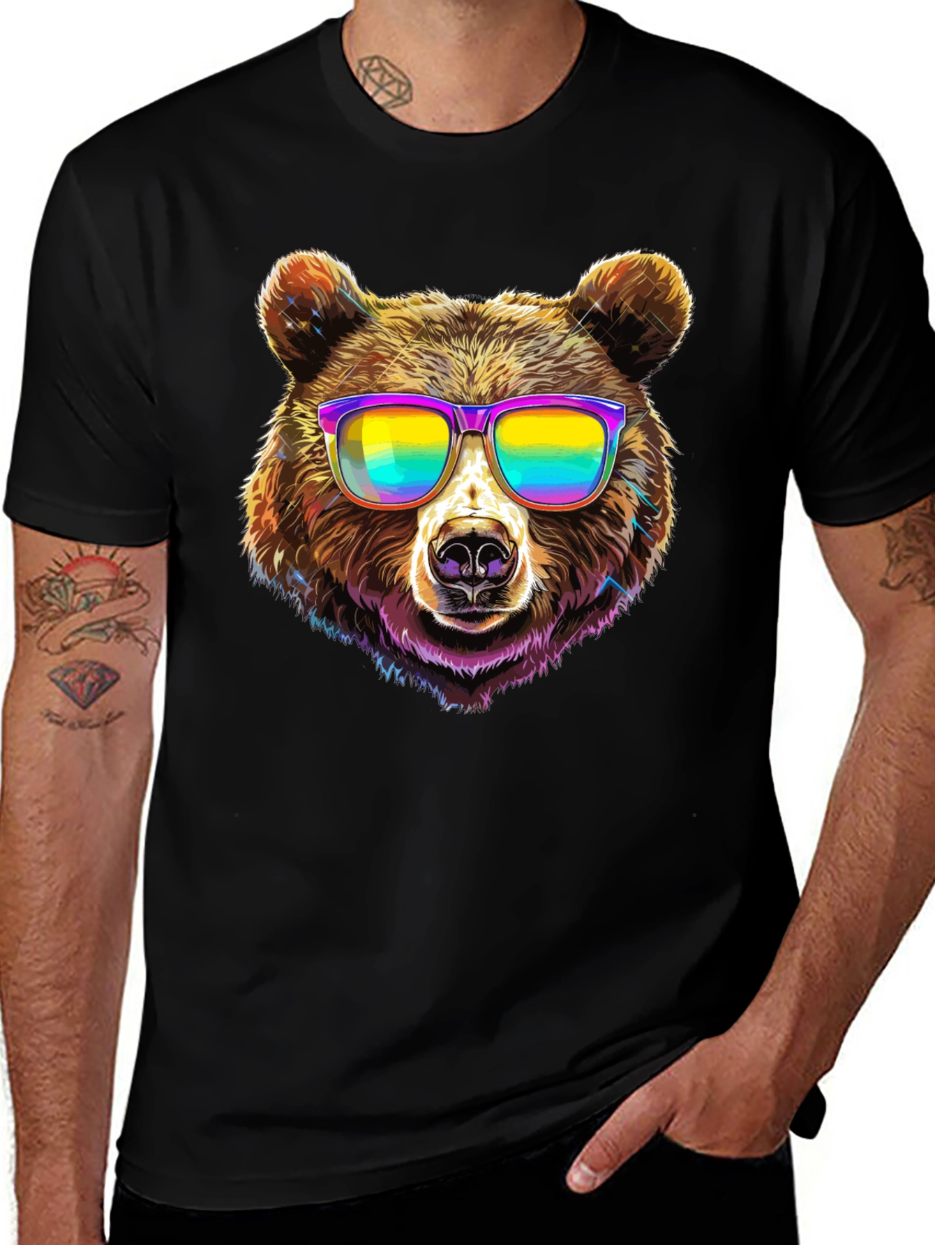 Variant 3 of Cool Bear Graphic Tee - Black Cotton Blend
