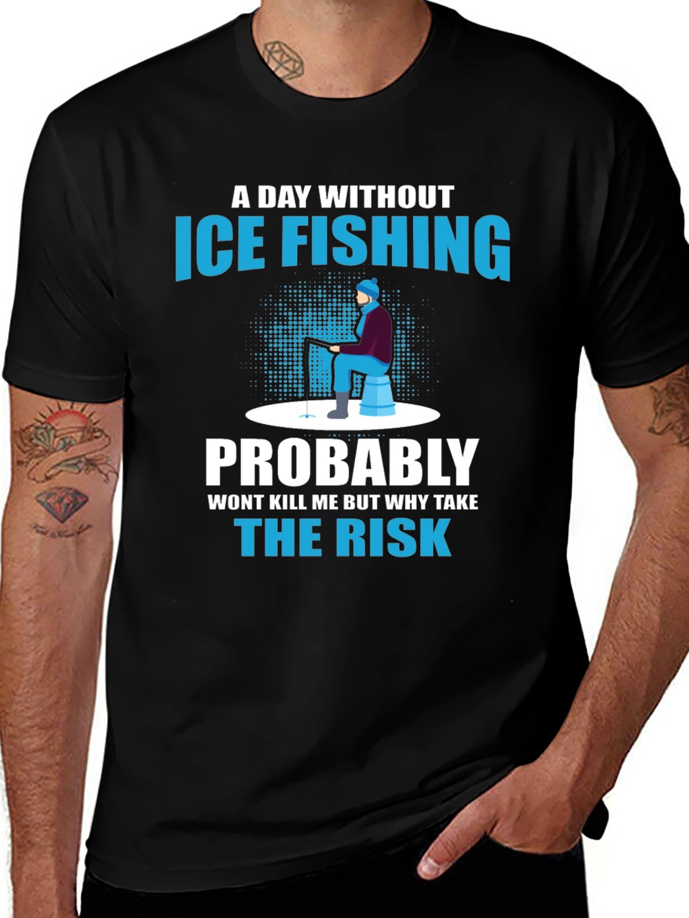 Black Ice Fishing Graphic T-Shirt main image