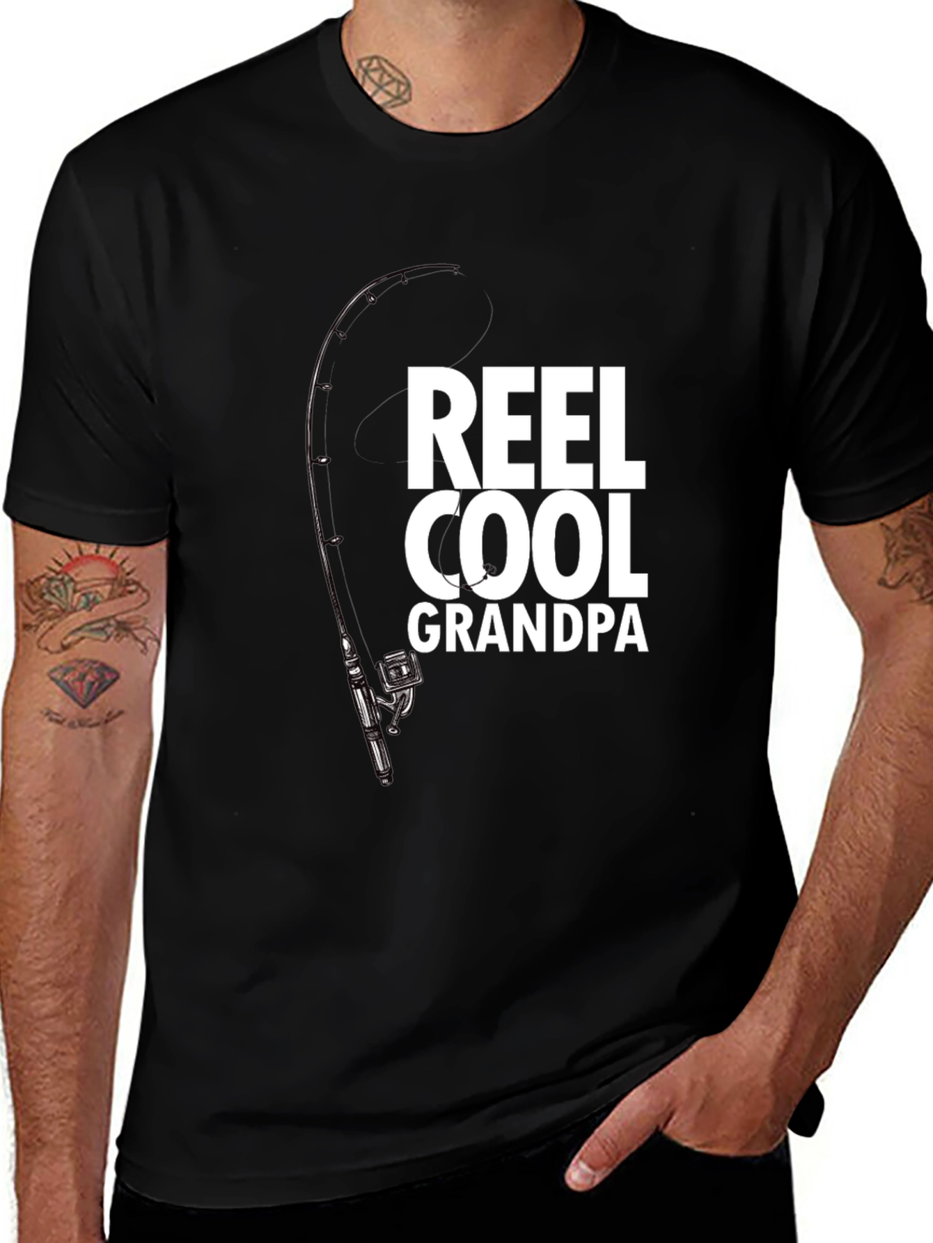 Variant 15 of Reel Cool Grandpa T-Shirt - Fishing Rod Graphic Tee