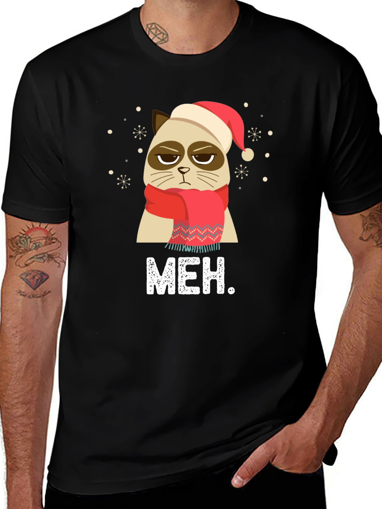 Grumpy Cat 'Meh' Christmas Holiday T-Shirt