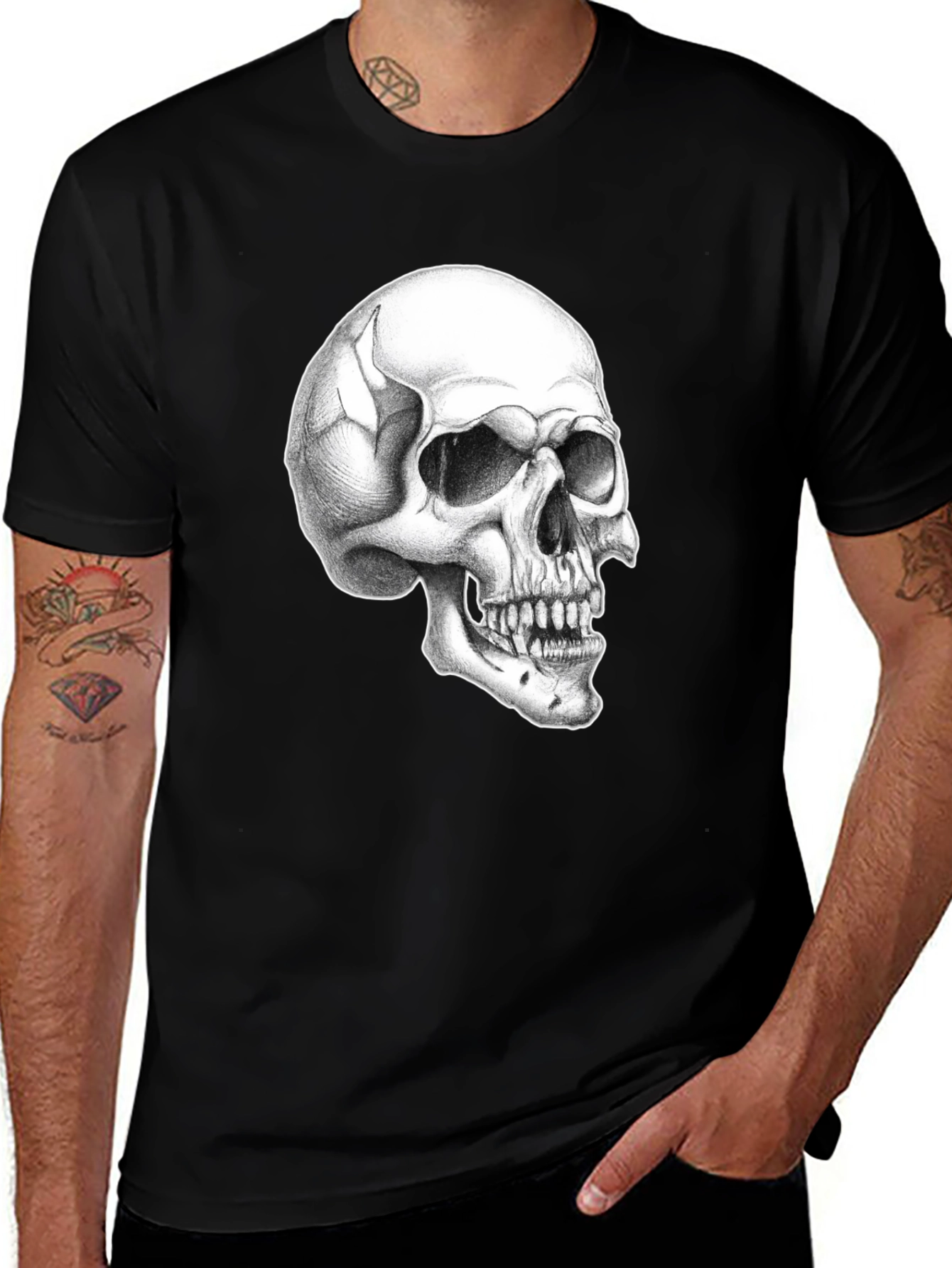 Variant 4 of Skull Graphic Tee - Classic Black Cotton T-Shirt