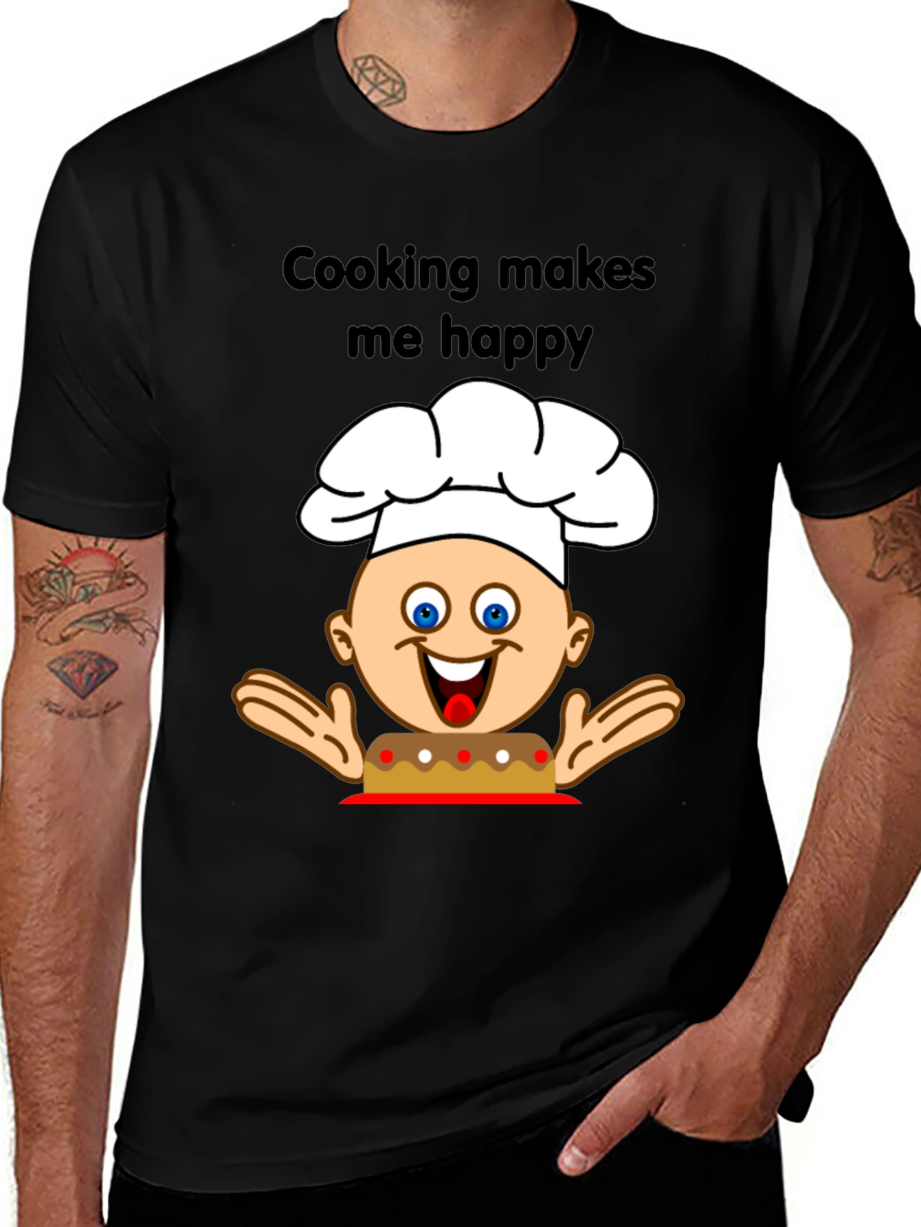 Variant 3 of Cooking Makes Me Happy Chef Graphic T-Shirt