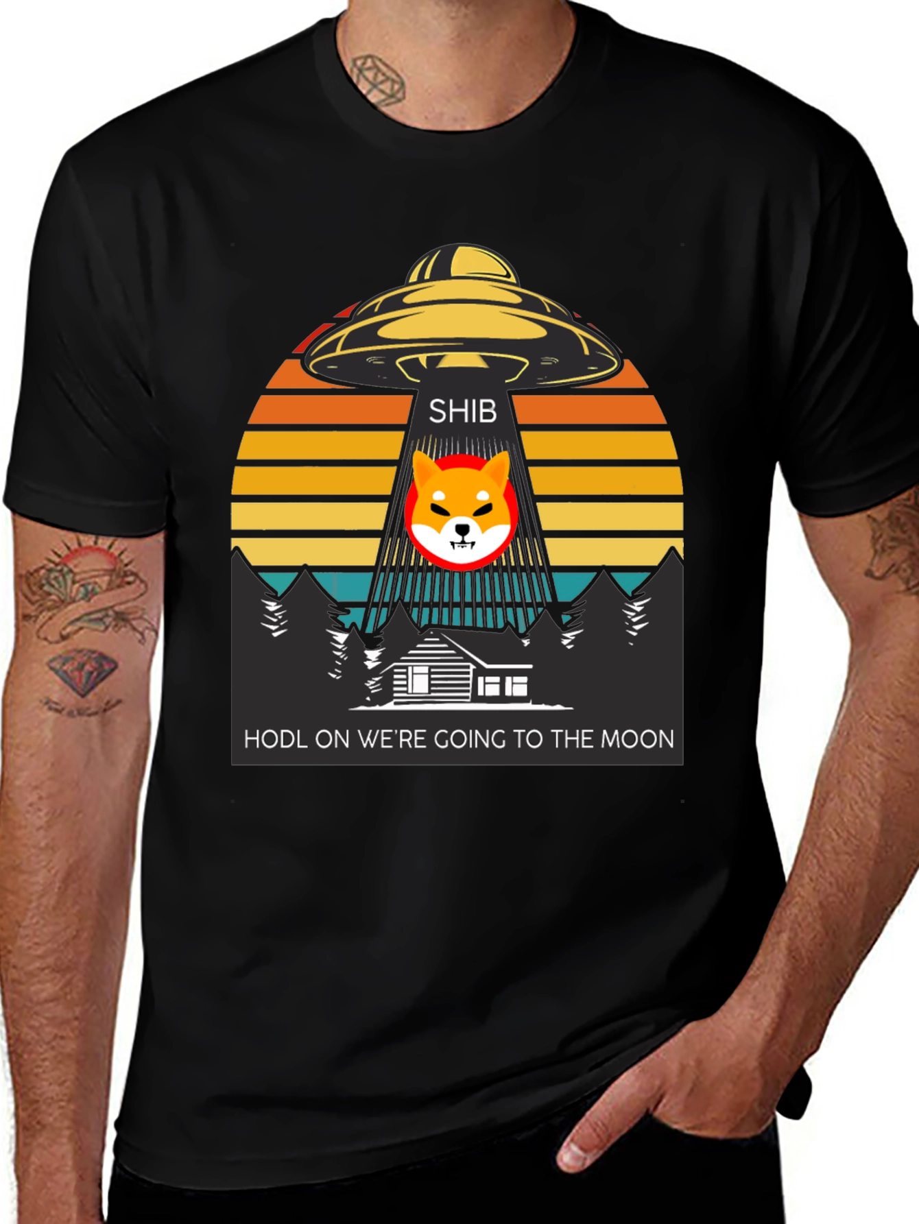 Variant 8 of Shiba Inu UFO T-Shirt - HODL to the Moon!