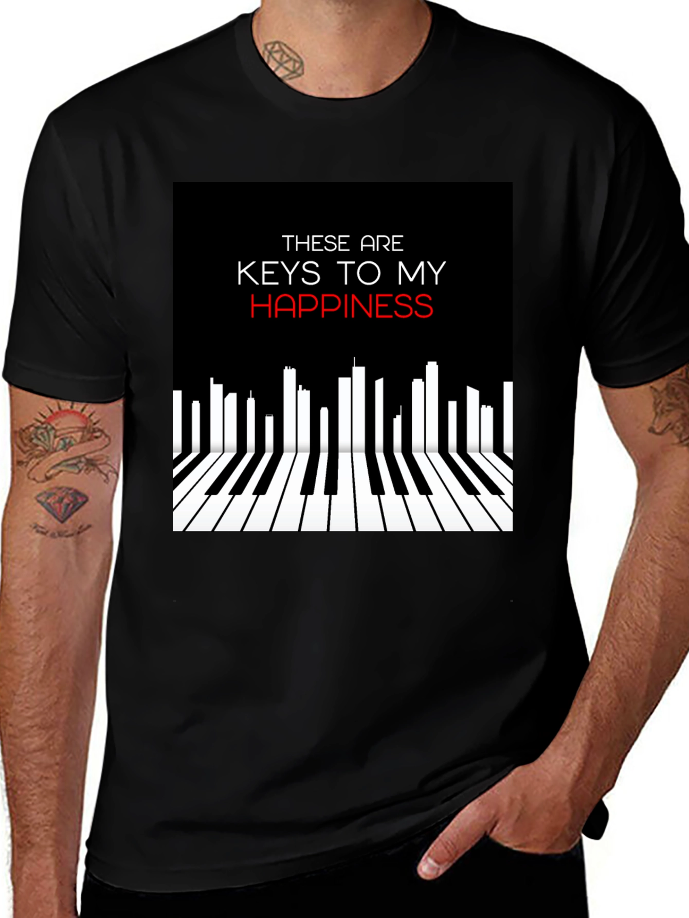 Variant 2 of Piano Keys of Happiness Graphic Tee