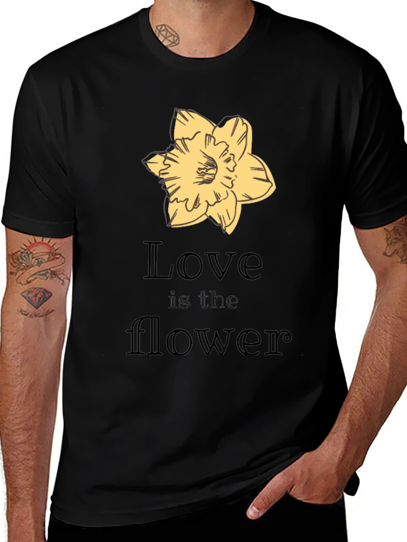 Variant 30 of Love Is the Flower Black Graphic T-Shirt