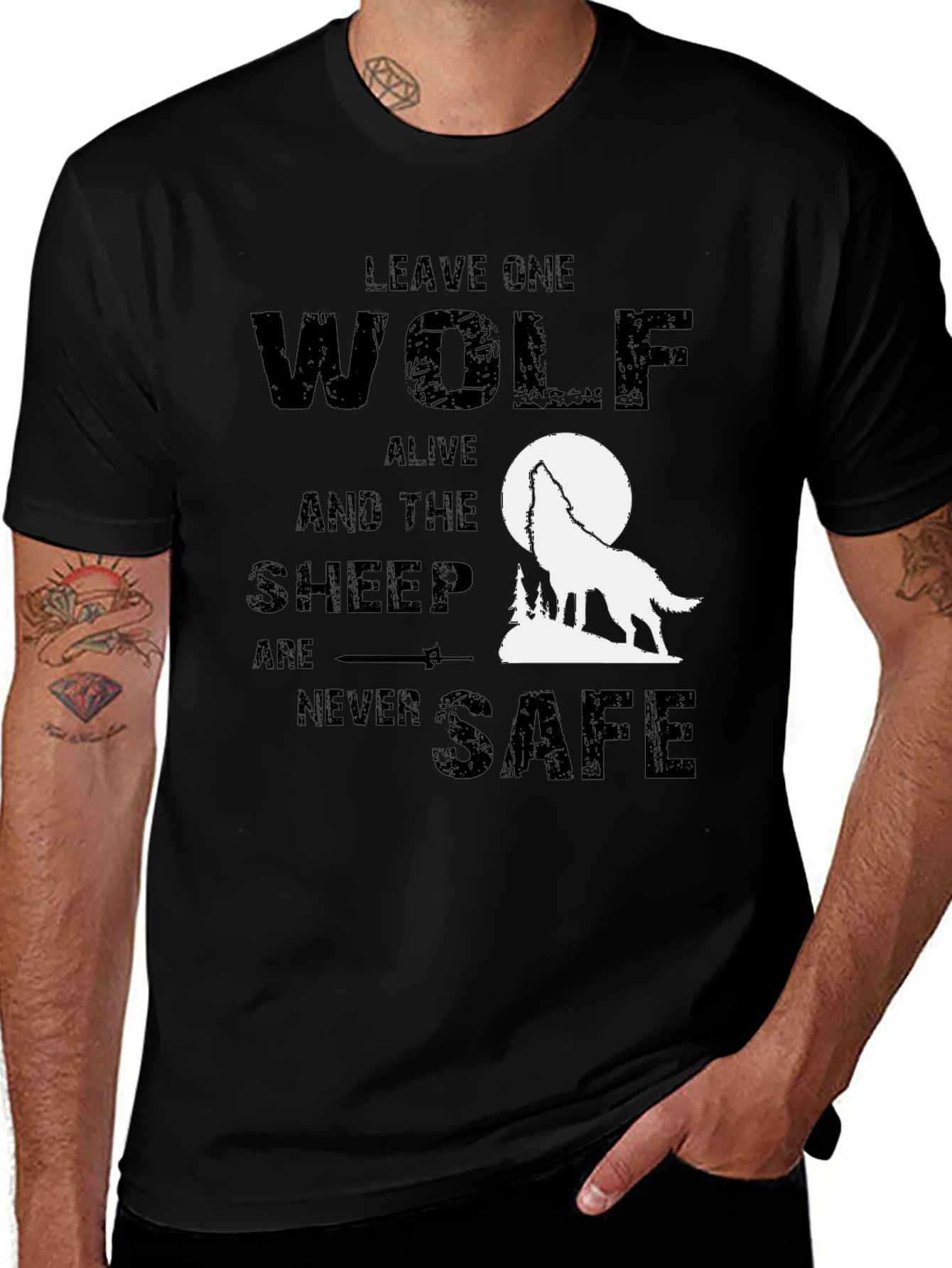 Variant 11 of Wolf Graphic T-Shirt - Leave One Wolf Alive Tee