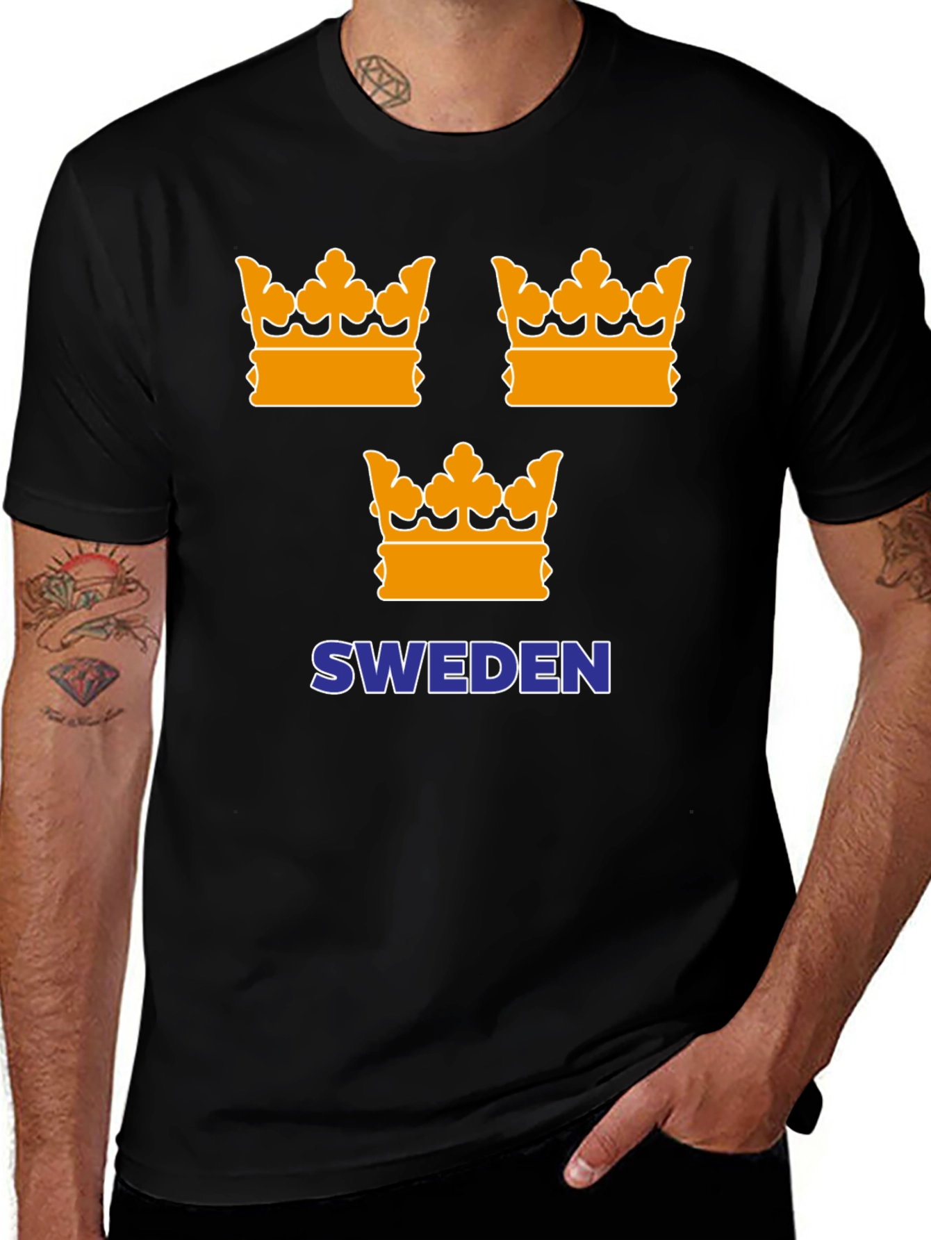 Sweden Crown Graphic Tee - Black
