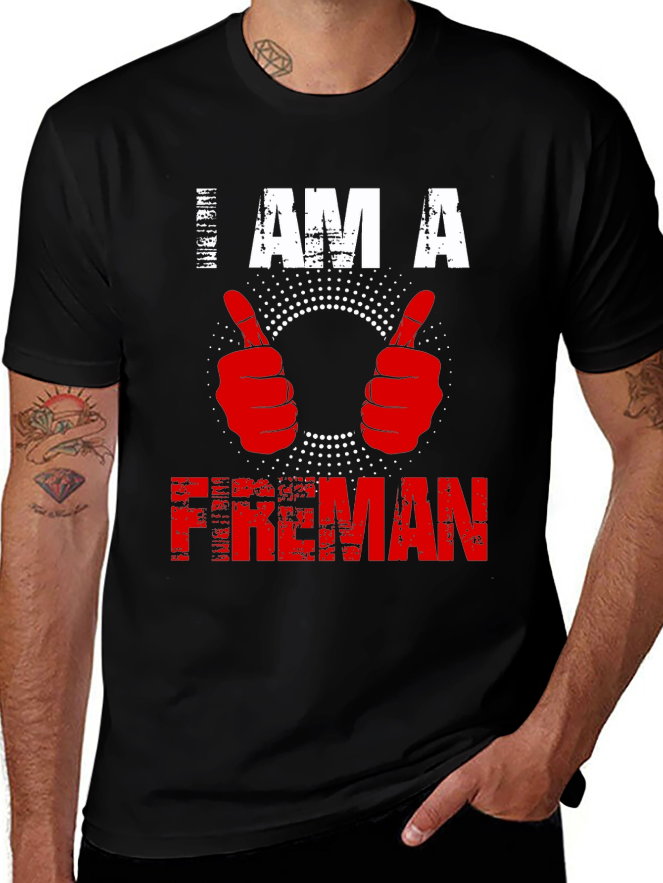 Black I am a Fireman T-shirt - Graphic Print main image