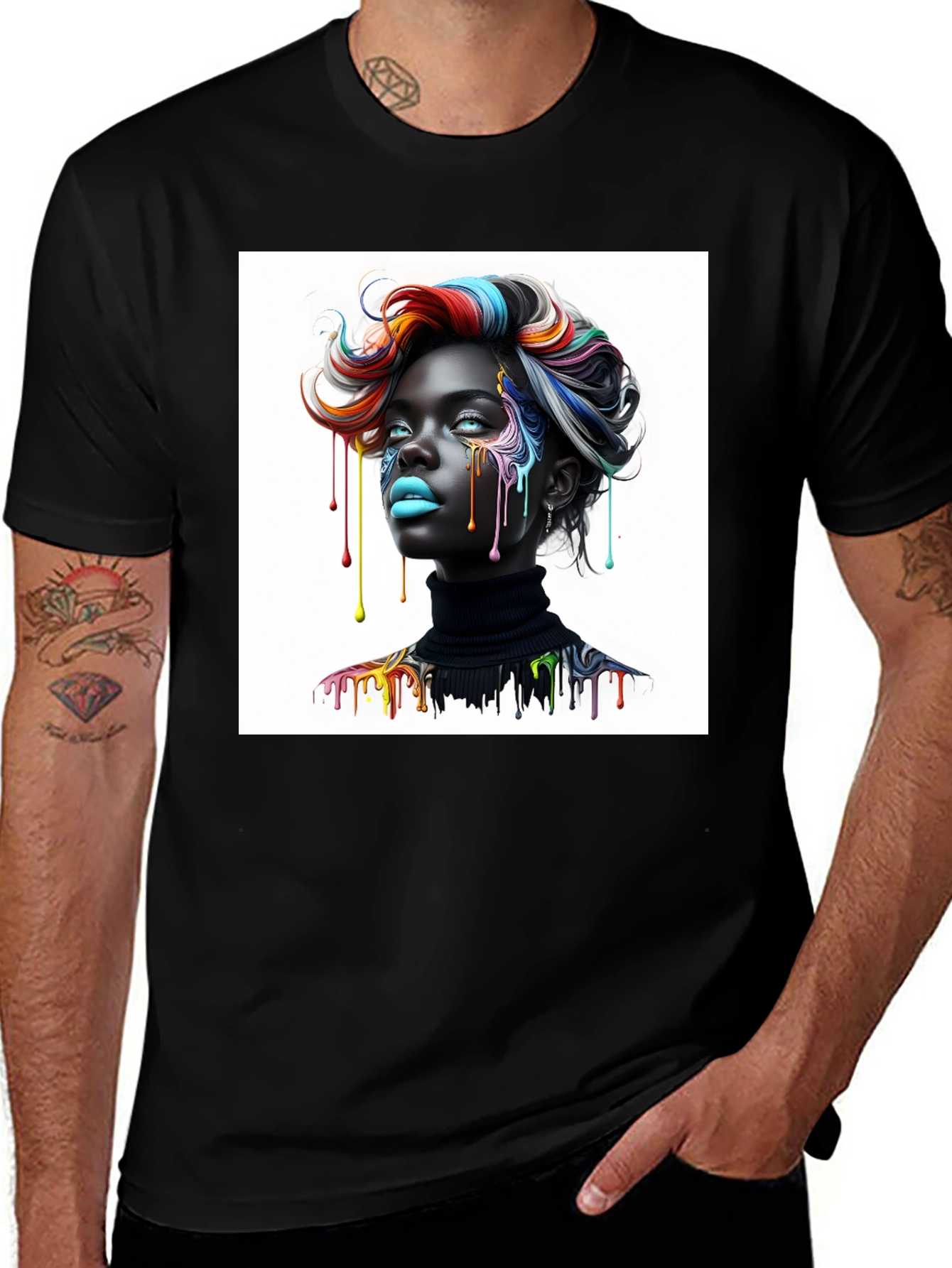 Black Artistic Woman Graphic Tee - Black main image