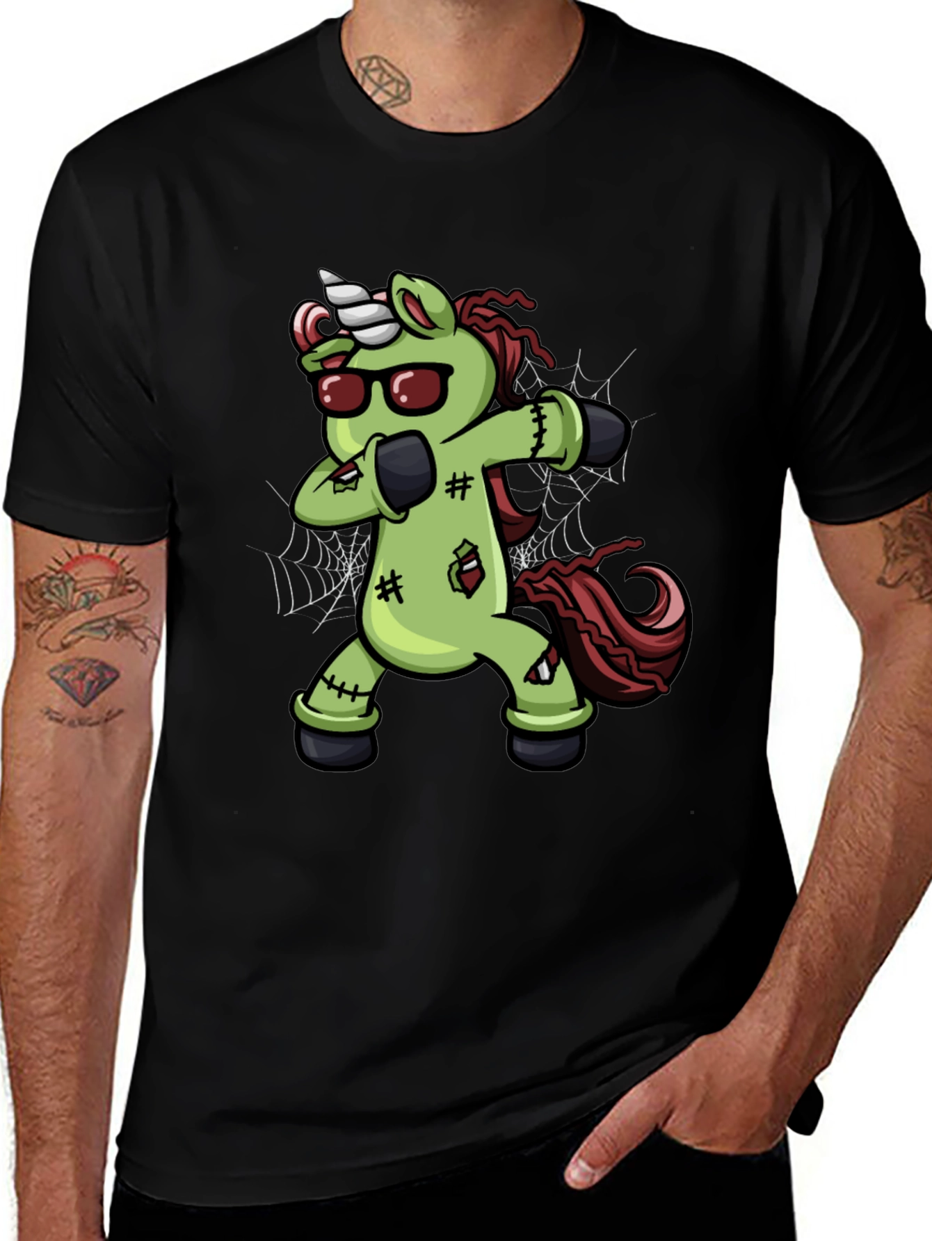 Zombie Unicorn Dabbing Graphic T-Shirt