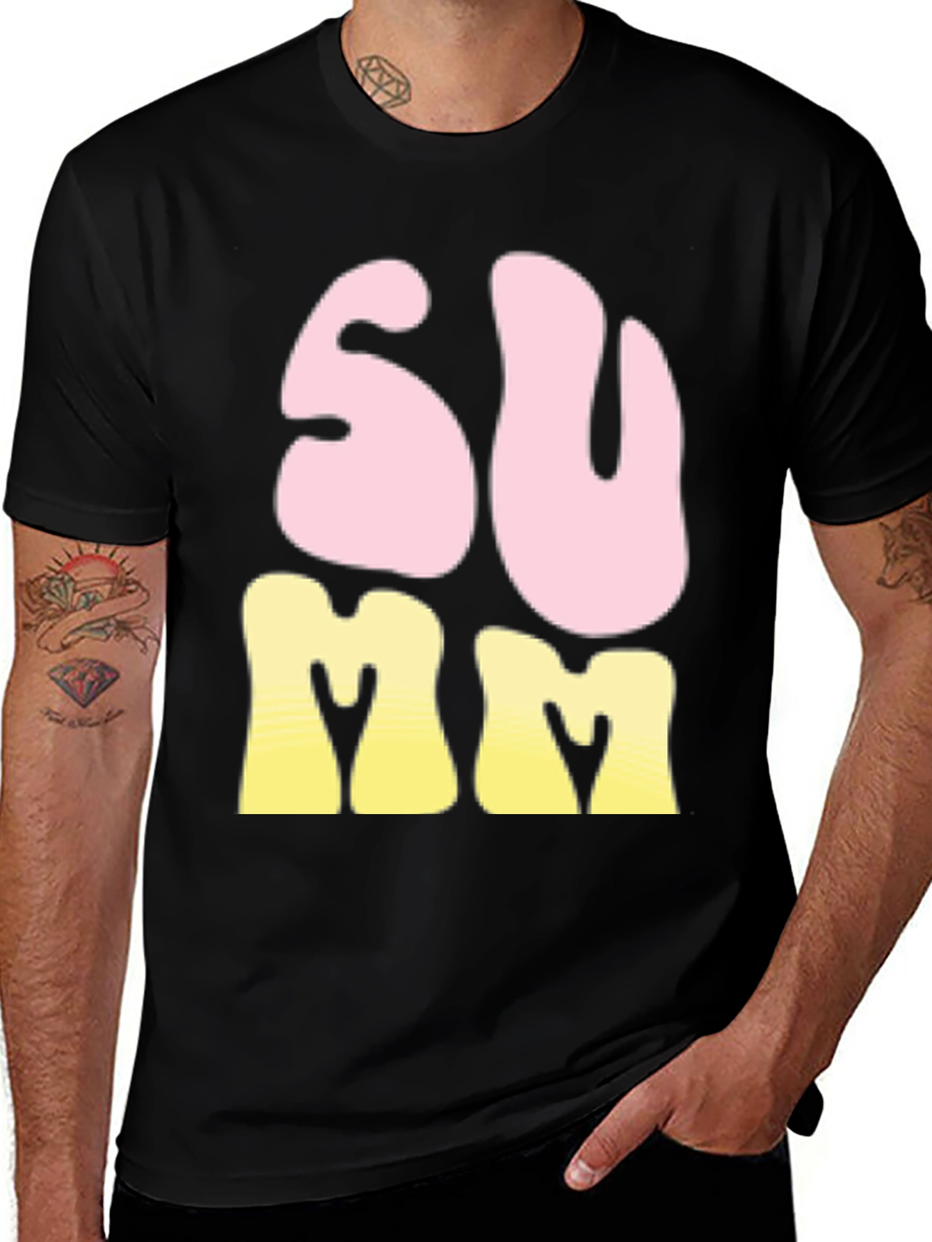 Variant 16 of Summer Vibes Graphic Tee - Black Cotton T-Shirt
