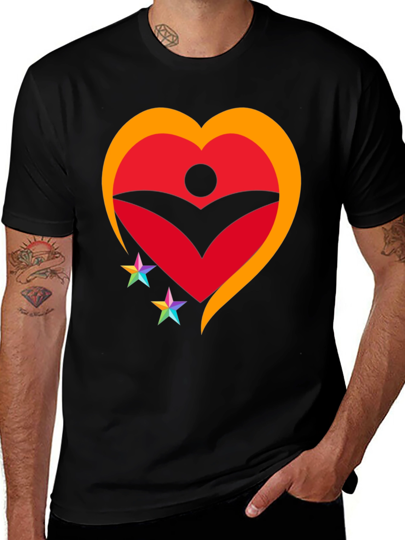 Variant 24 of Heart & Stars Graphic Black T-Shirt