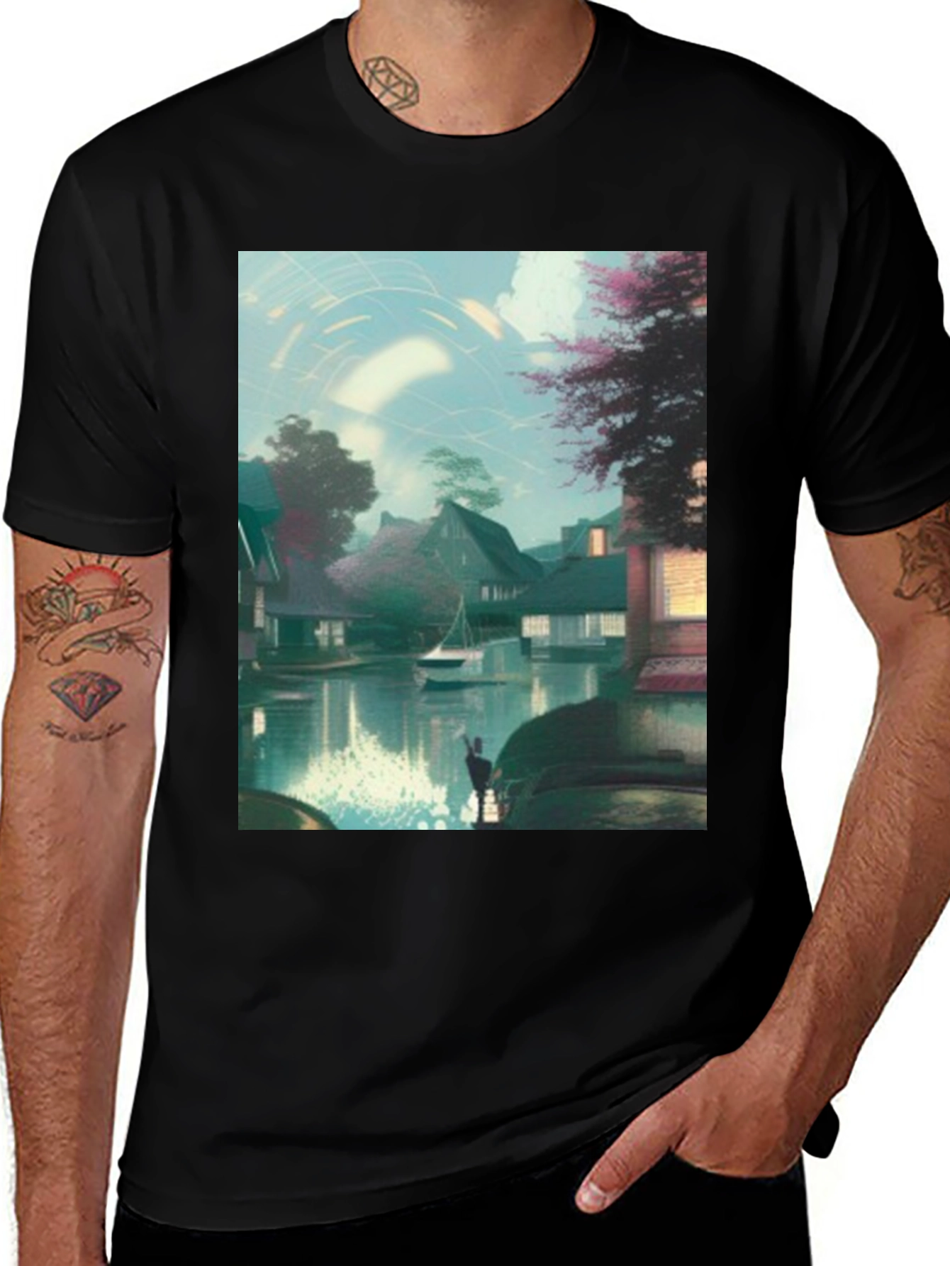 Variant 14 of Scenic Waterway Art Print T-Shirt