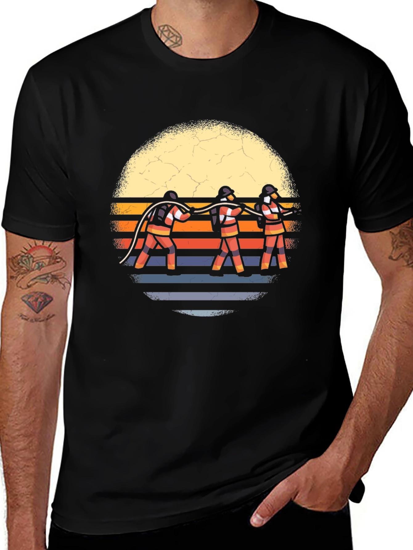 Variant 10 of Retro Firefighter Sunset T-Shirt