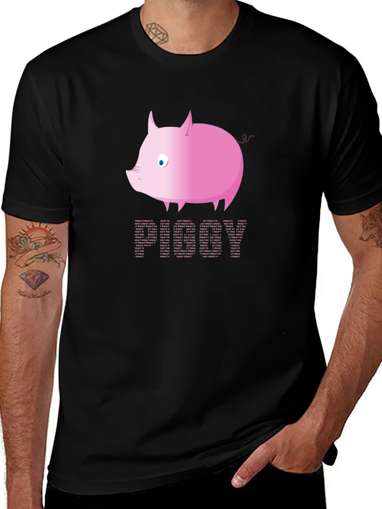 Variant 27 of Pink Pig Text T-Shirt - Fun Graphic Tee