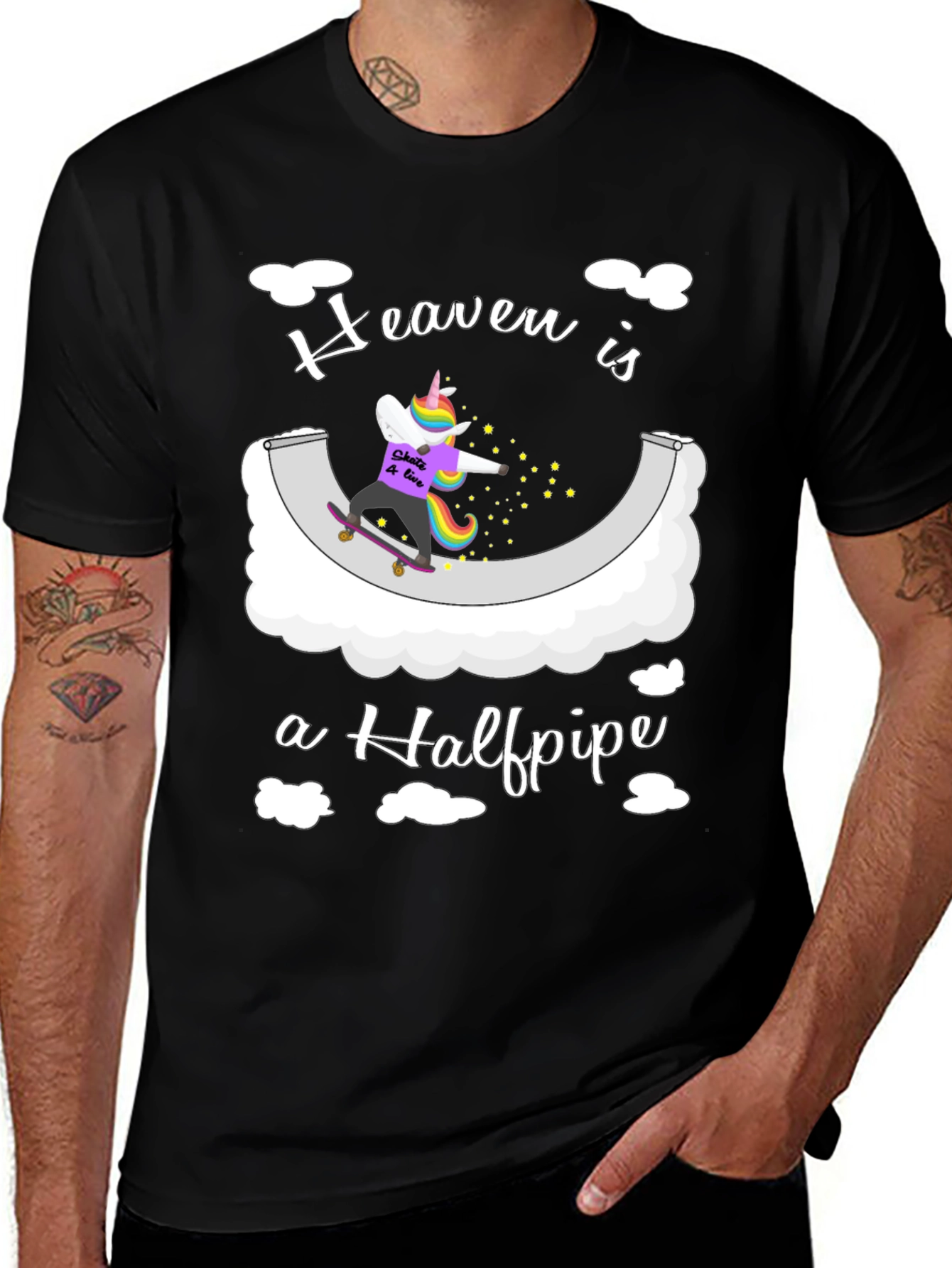 Variant 10 of Heaven is a Halfpipe Unicorn Skateboarder T-Shirt