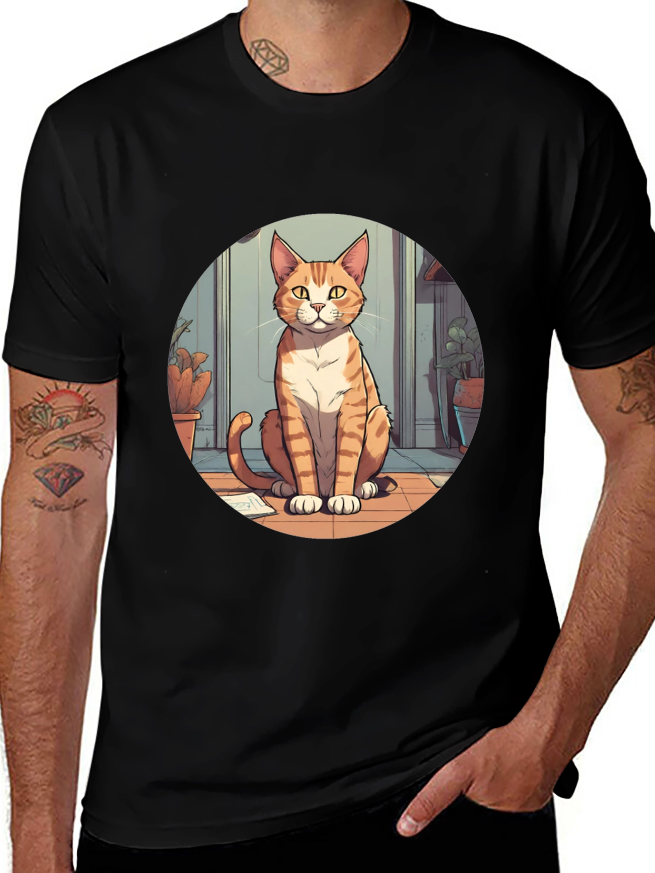 Variant 18 of Cat Graphic Black T-Shirt
