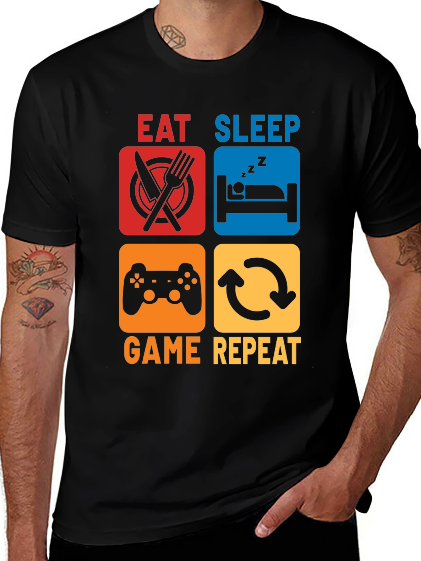 Variant 16 of Eat Sleep Game Repeat T-Shirt