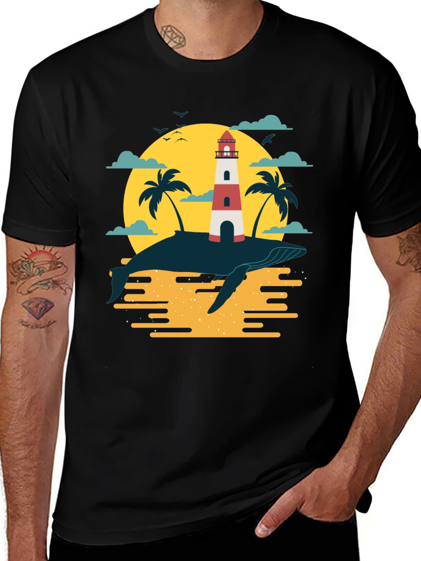 Variant 23 of Whale Island Lighthouse Graphic T-Shirt