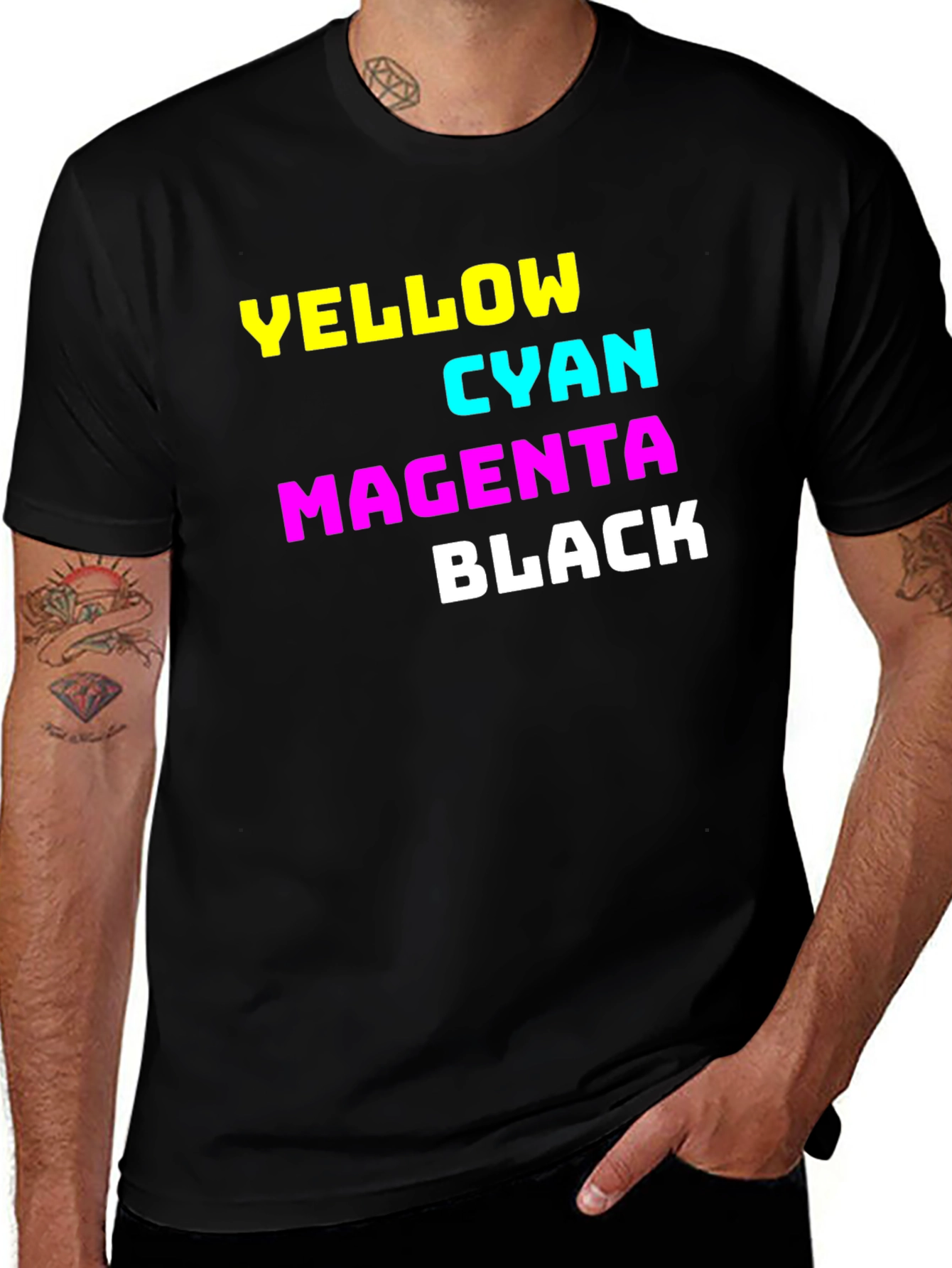 Variant 14 of CMYK Color Mode Printed Black T-Shirt