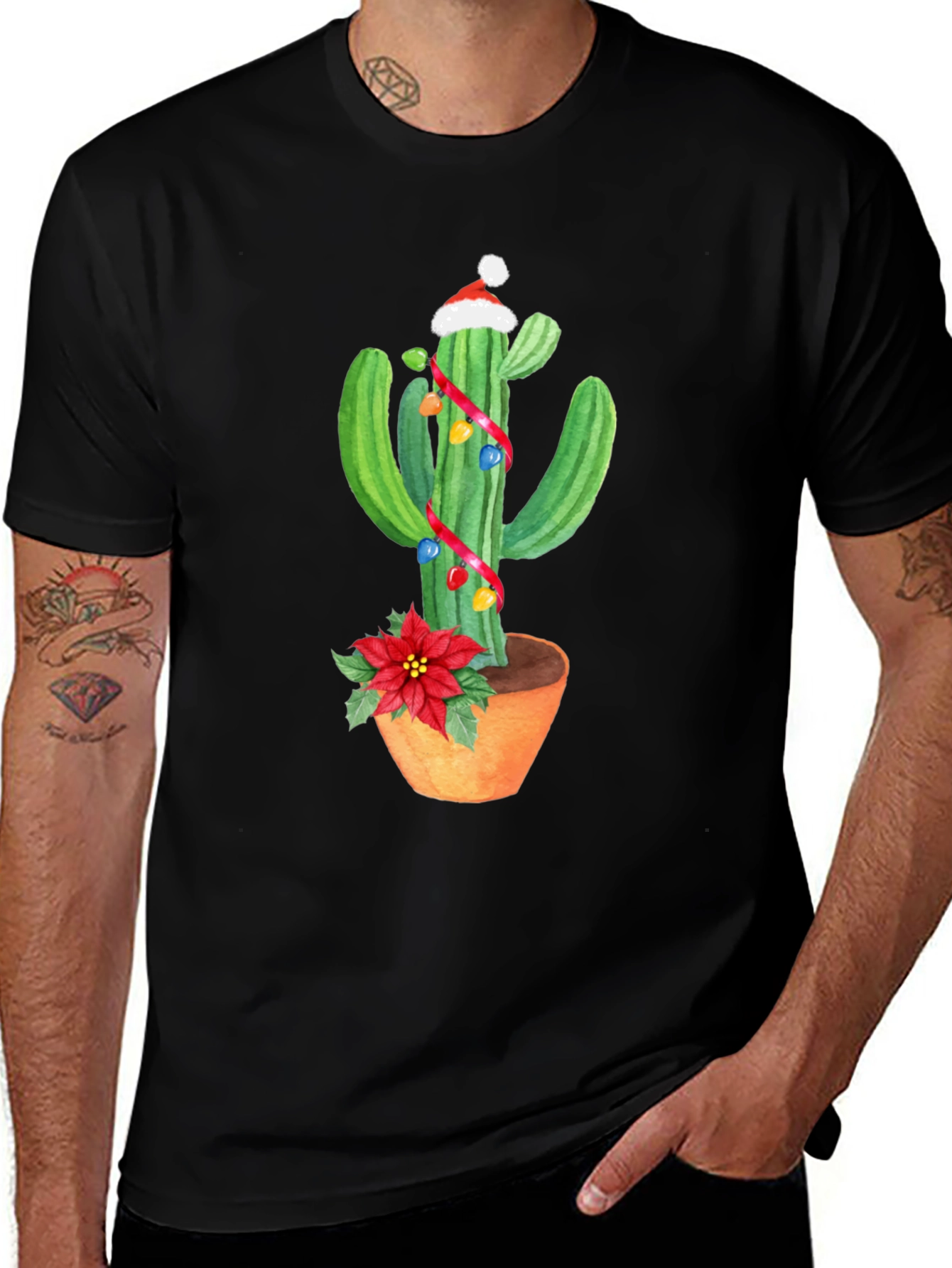 Variant 27 of Festive Cactus Graphic Tee - Holiday Cheer!