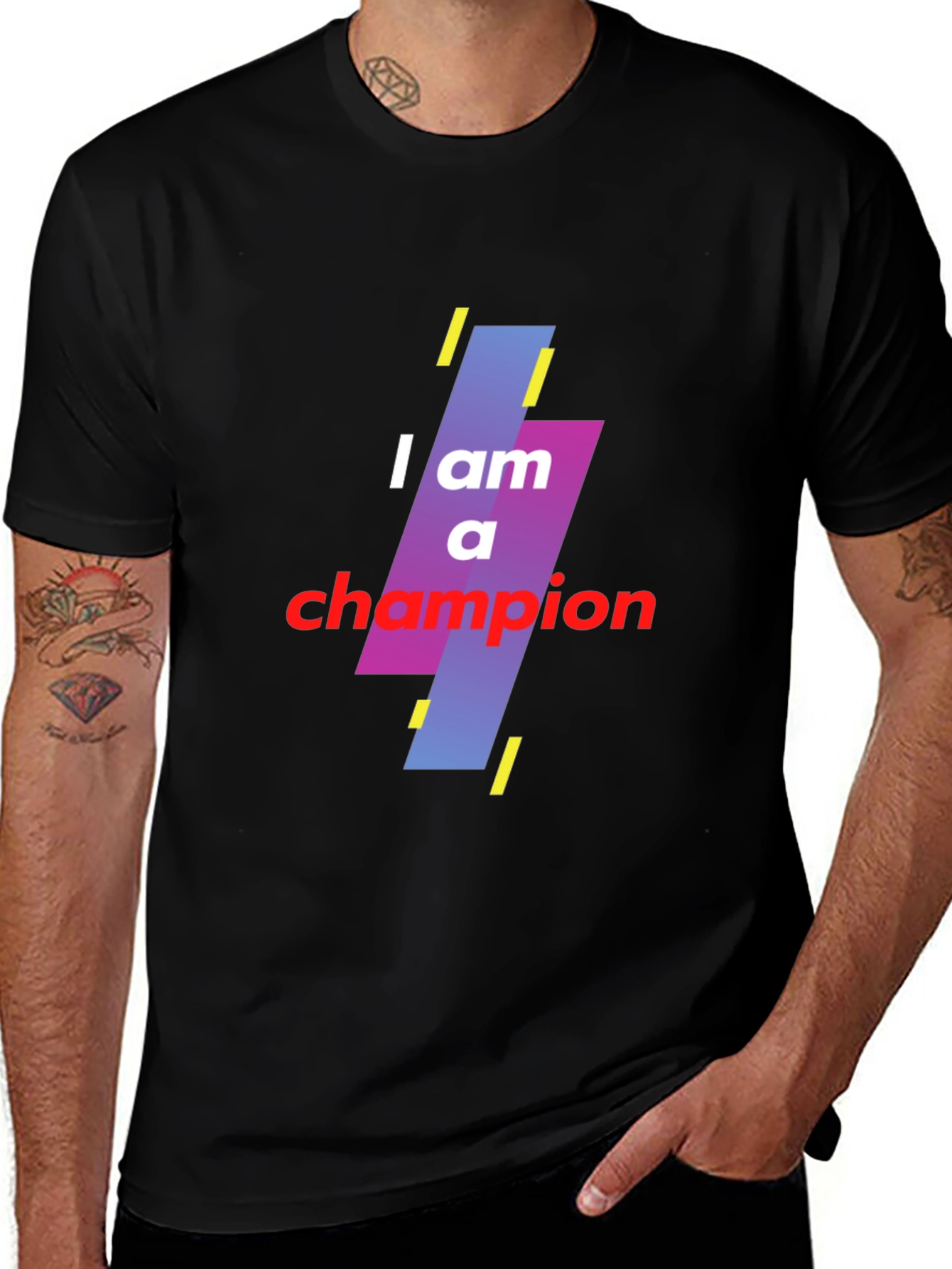 Variant 22 of I am a Champion Black Graphic T-Shirt
