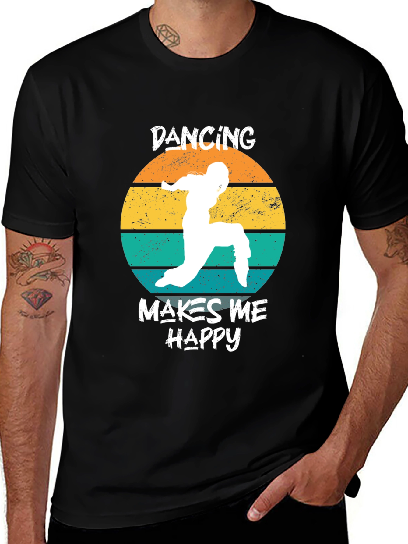 Variant 4 of Dancing Makes Me Happy Tee - Retro Style