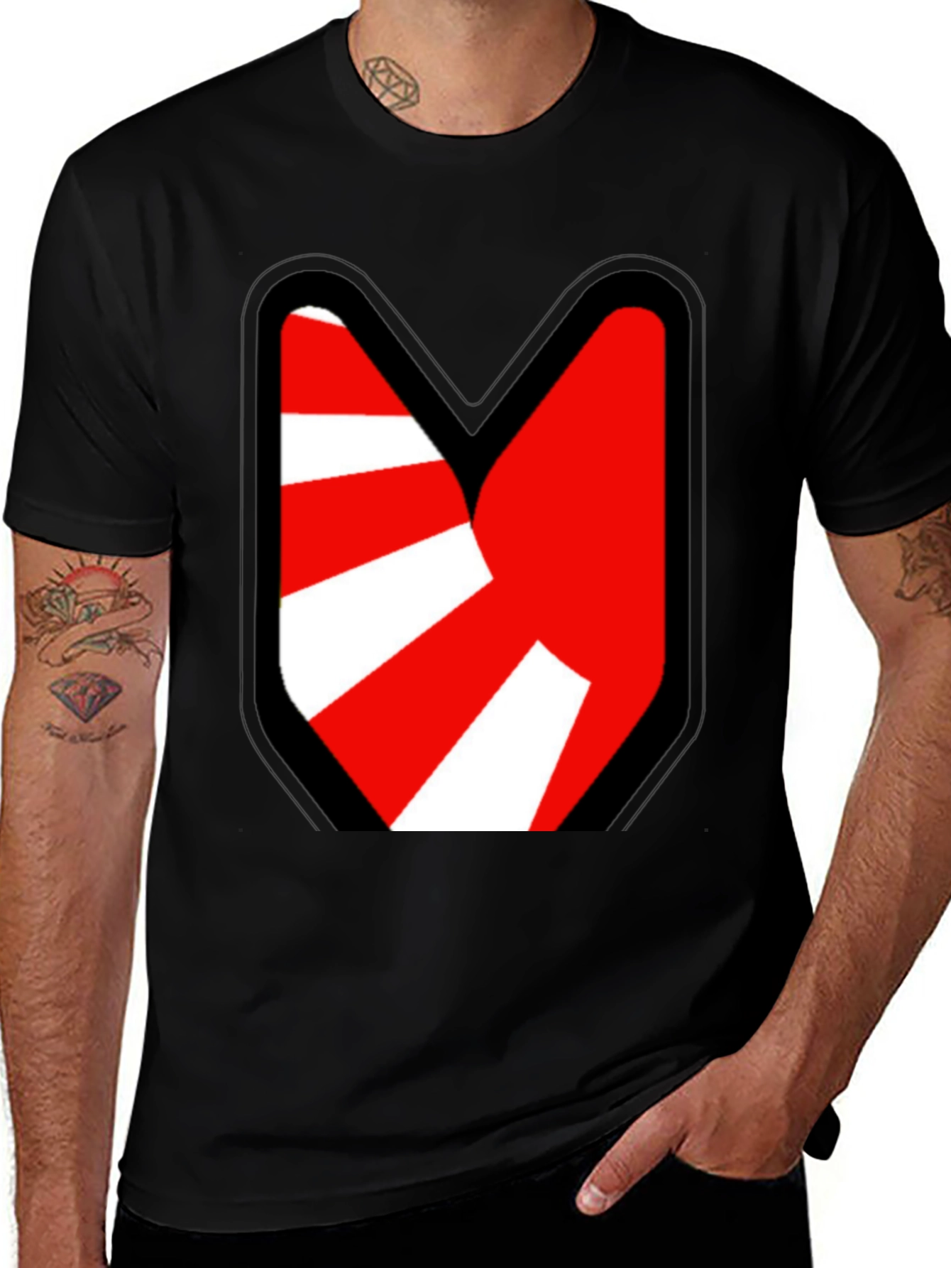 Variant 27 of Modern Geometric Graphic Tee - Red & White Design