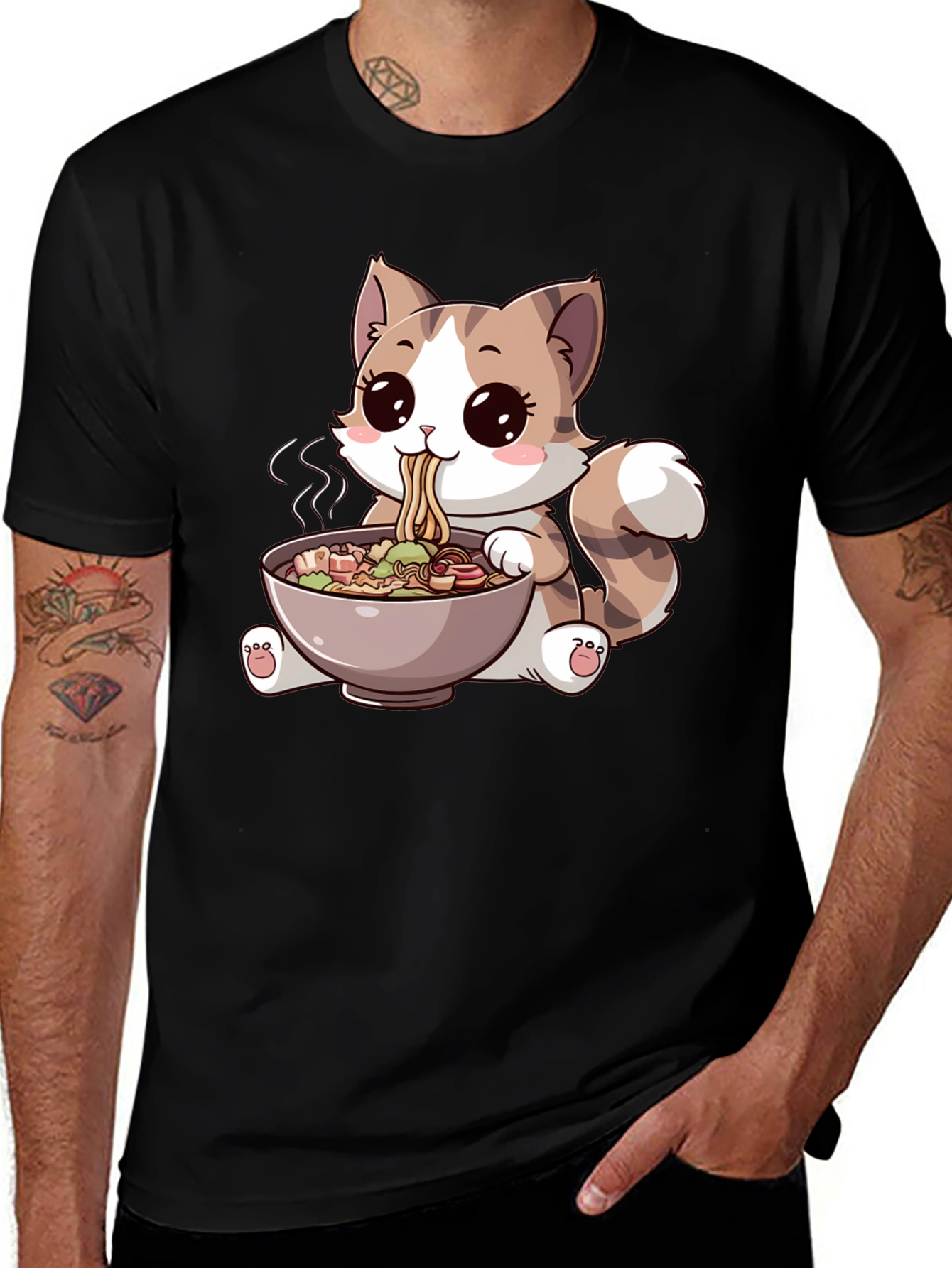 Variant 30 of Cute Cartoon Cat Ramen T-Shirt
