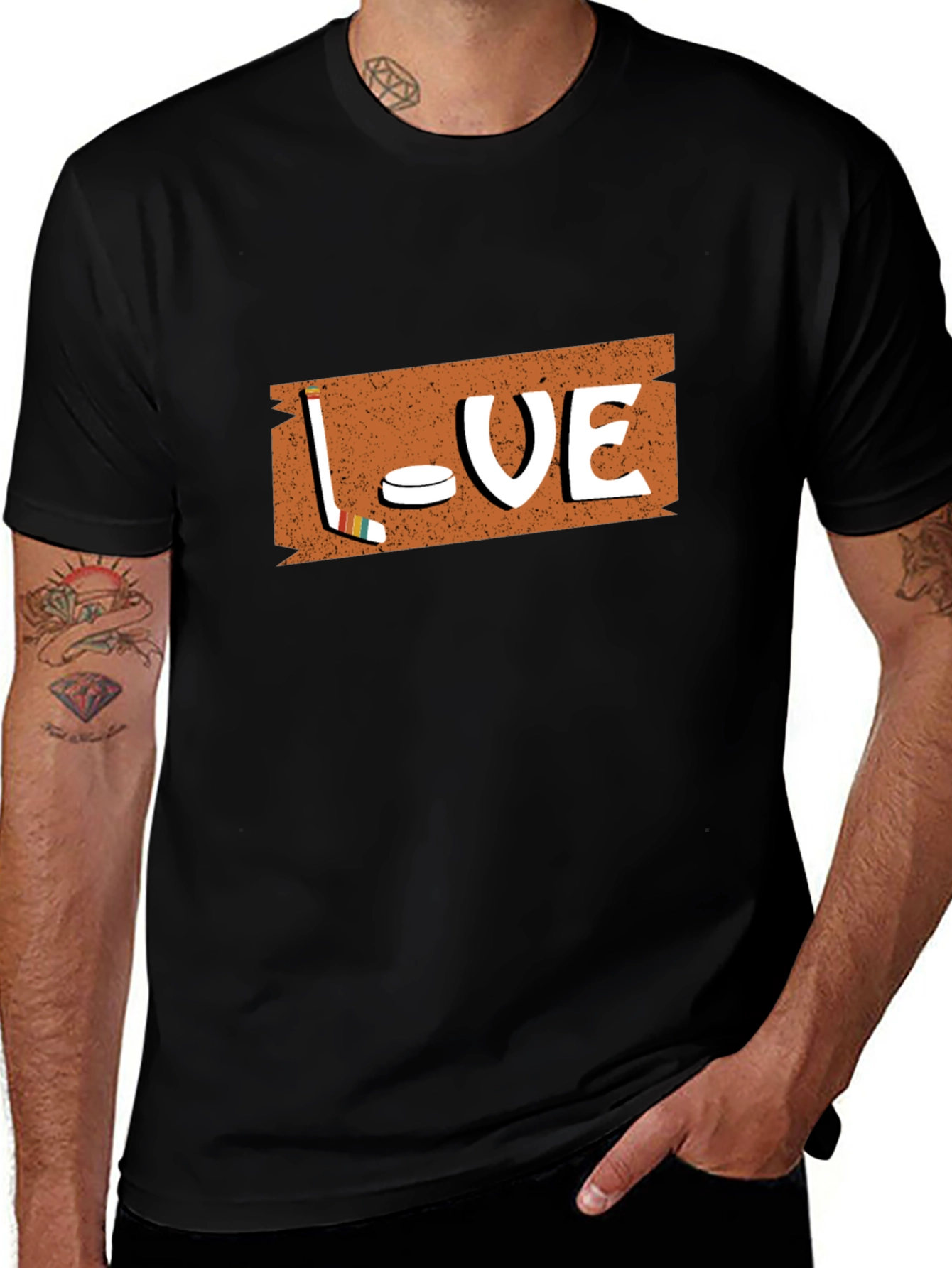 Variant 22 of Hockey Love T-Shirt - Black Graphic Tee