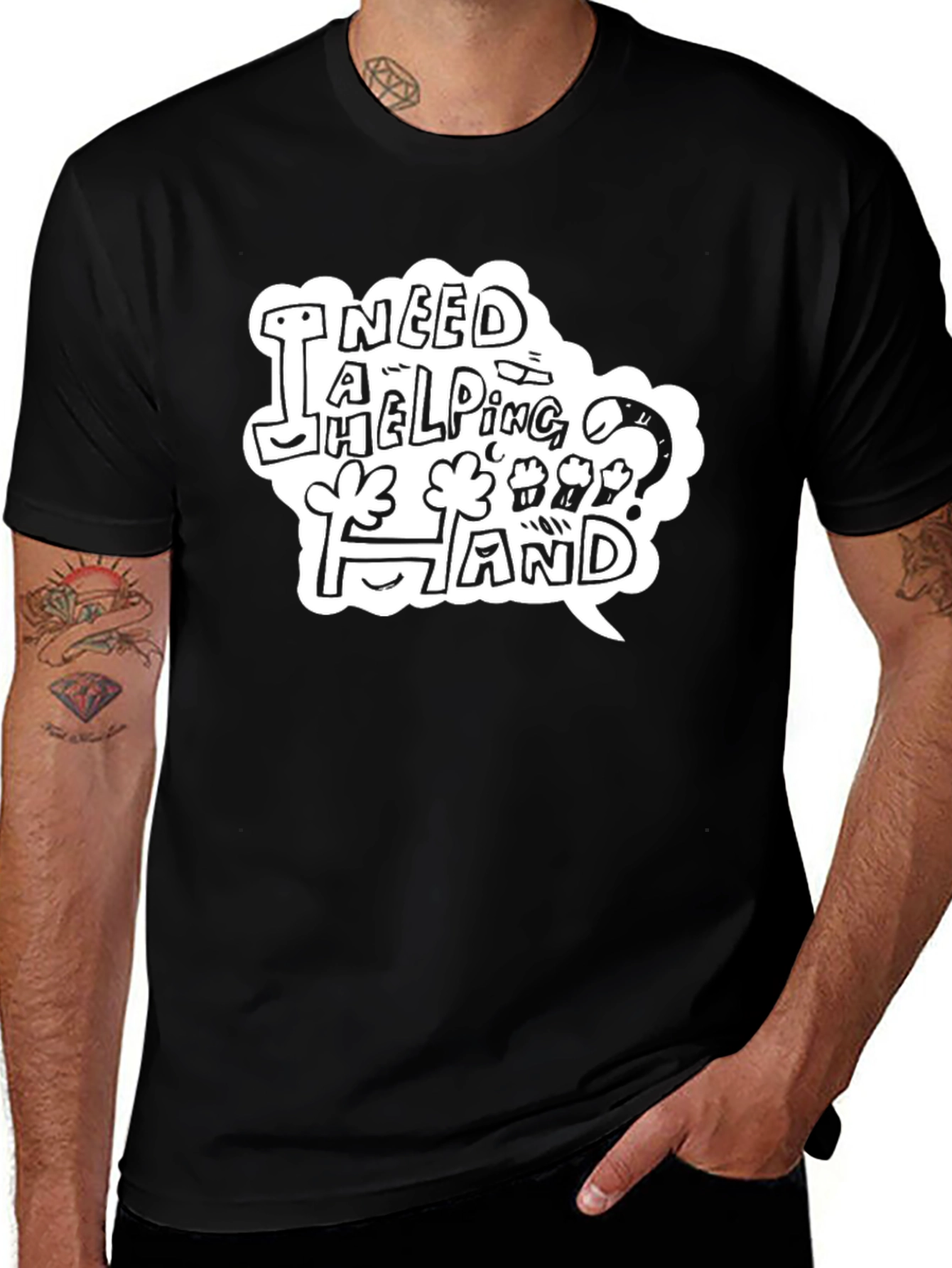 Variant 15 of I Need A Helping Hand Black T-Shirt