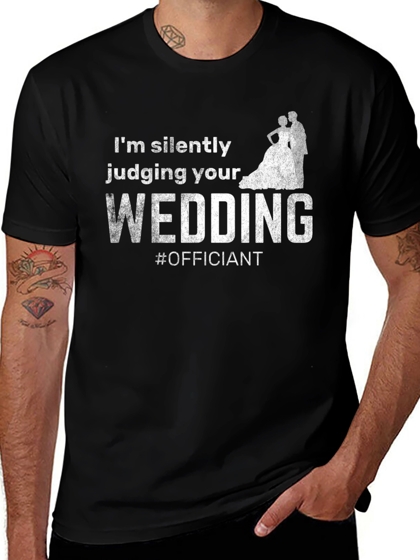 Variant 14 of Silently Judging Your Wedding T-Shirt - Officiant Humor Tee